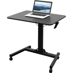 image:imageVIVO Mobile 32 inch Sit Stand Laptop Cart Height Adjustable Rolling Podium Locking Wheels Black CARTV07B