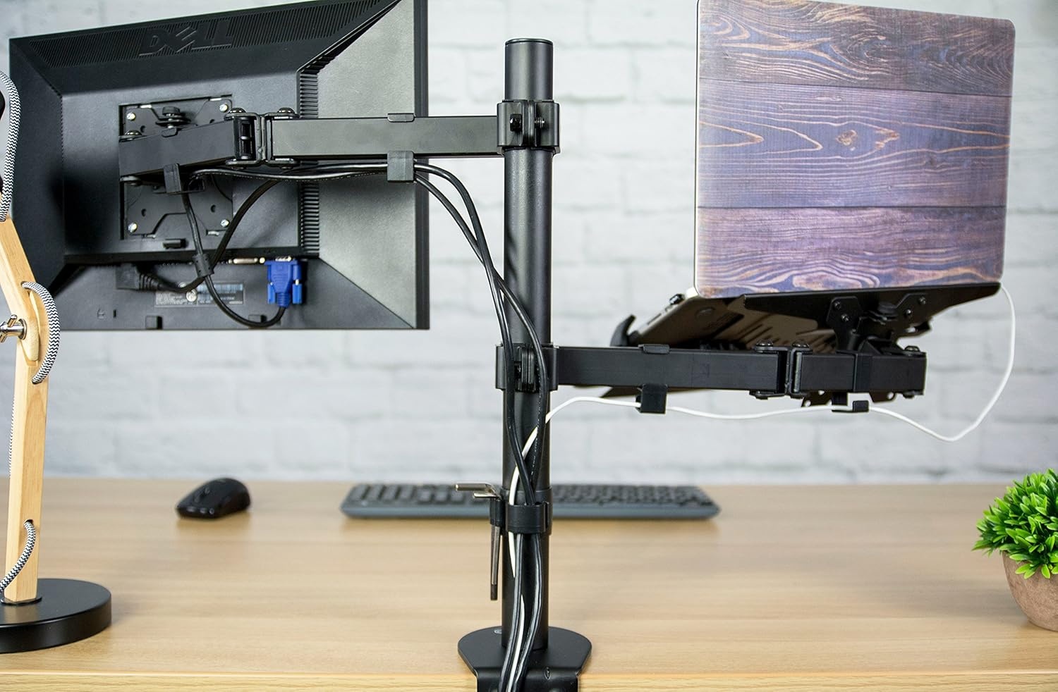 image:imageVIVO Full Motion Monitor and Laptop Desk Mount Articulating Double Center Arm Joint VESA Stand Fits up to 32 inch Screen STANDV102C