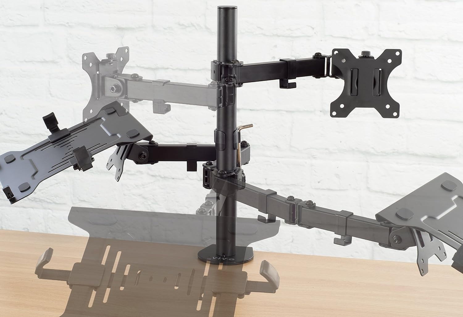 image:imageVIVO Full Motion Monitor and Laptop Desk Mount Articulating Double Center Arm Joint VESA Stand Fits up to 32 inch Screen STANDV102C