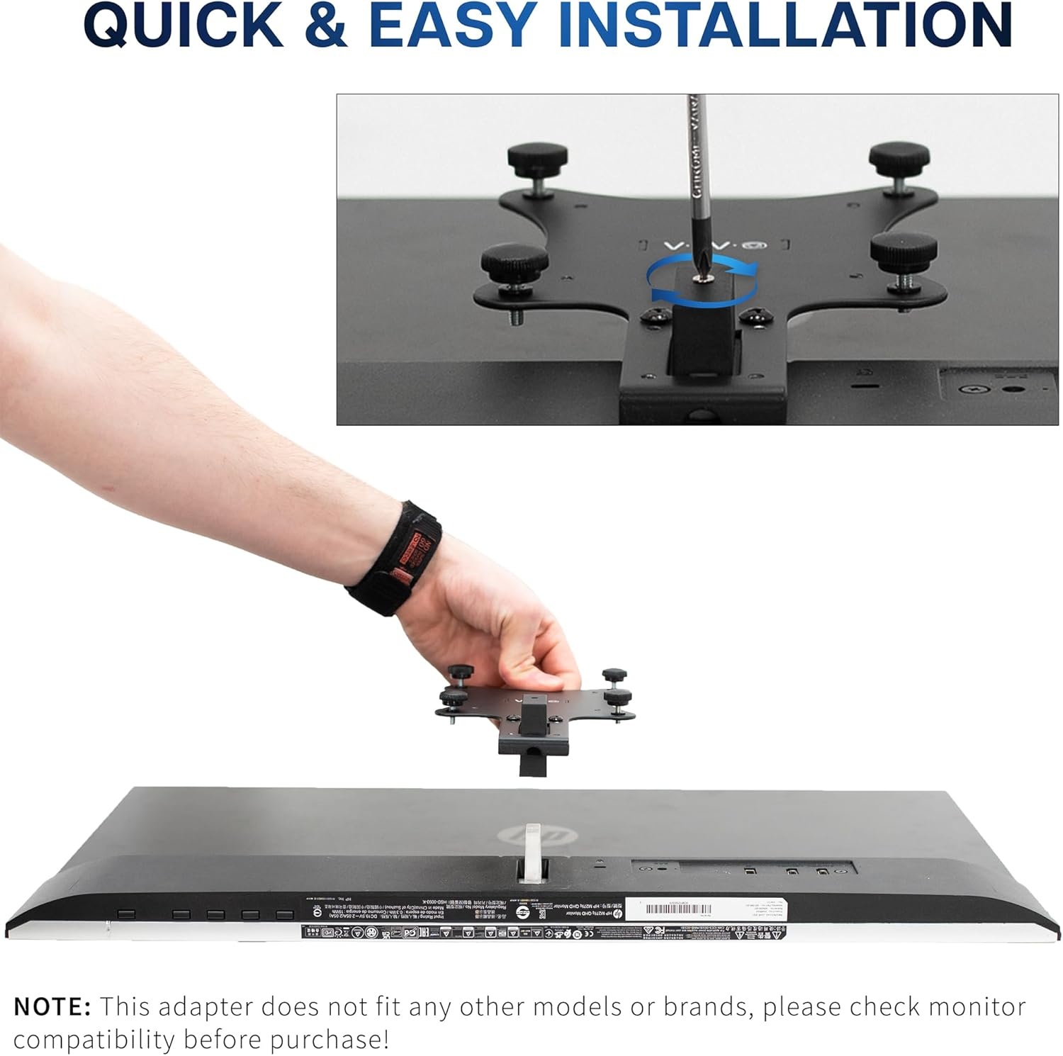 image:imageVIVO Quick Attach VESA Adapter Designed for HP MSeries Monitors M22f M24f M27f M27fd M27fq M27fwa M32f VESA 75x75mm and 100x100mm Conversion Kit MOUNTHP02M75x75mm 100x100mm