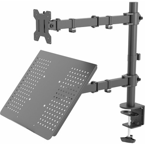image:imageVIVO Black Fully Adjustable 13 to 32 inch Single Computer Monitor and Laptop Desk Mount Combo Stand with Grommet Option Fits up to 17 inch Laptops STANDV002CBlack