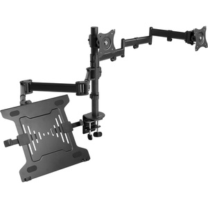 image:imageVIVO Dual Monitor  Laptop Mount for 13 to 27 inch Screens and 10 to 156 inch Laptops Triple Screen Viewing Articulating Arms Black STANDV013L