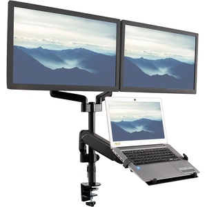 image:imageVIVO Laptop and Dual 17 to 32 inch Monitor Pneumatic Arm Mount Fits 2 Flat or Curved Computer Screens and 10 to 156 Inch Notebooks Laptop Tray Cclamp Grommet Mounting Base Black STANDV003KL