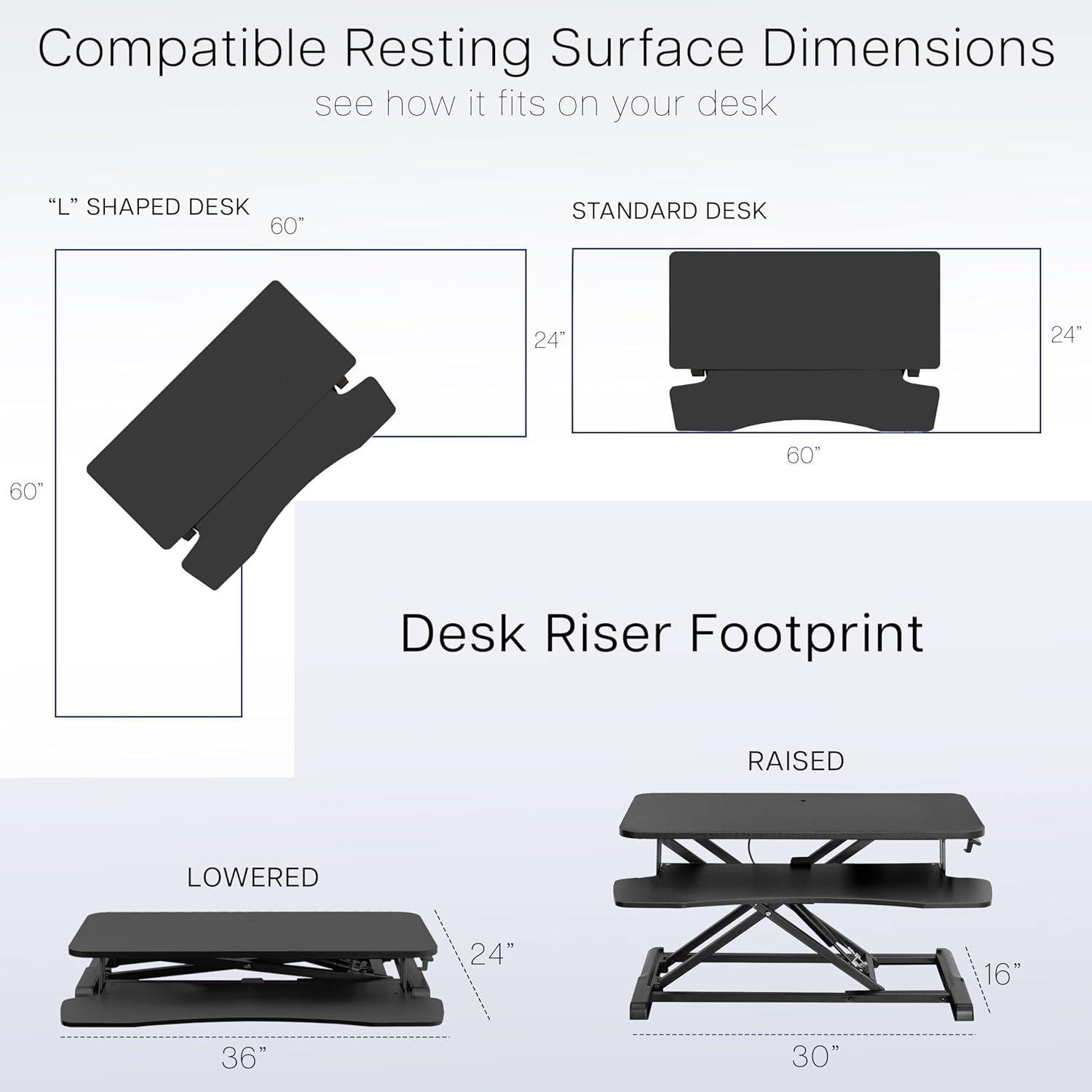 image:imageVIVO 42 inch Desk Converter K Series Height Adjustable Sit to Stand Riser Dual Monitor and Laptop Workstation with Wide Keyboard Tray Black DESKV042KBWhite