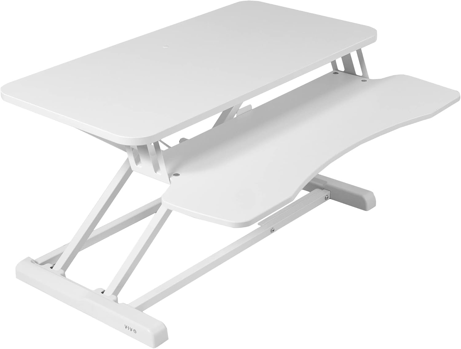 image:imageVIVO 42 inch Desk Converter K Series Height Adjustable Sit to Stand Riser Dual Monitor and Laptop Workstation with Wide Keyboard Tray Black DESKV042KBWhite