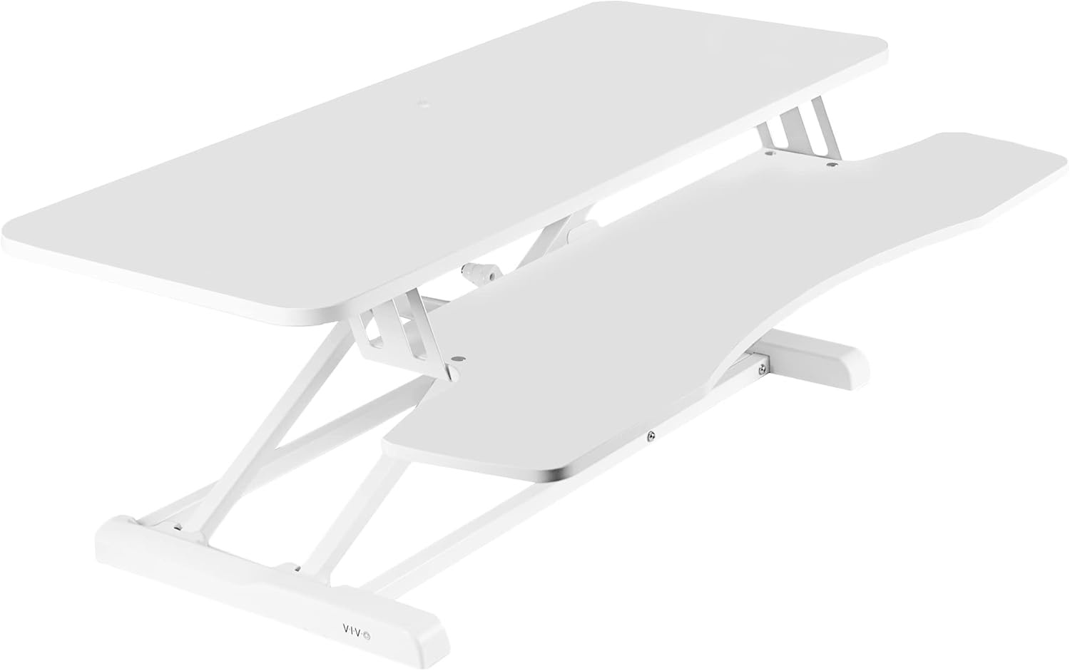image:imageVIVO 42 inch Desk Converter K Series Height Adjustable Sit to Stand Riser Dual Monitor and Laptop Workstation with Wide Keyboard Tray Black DESKV042KBWhite