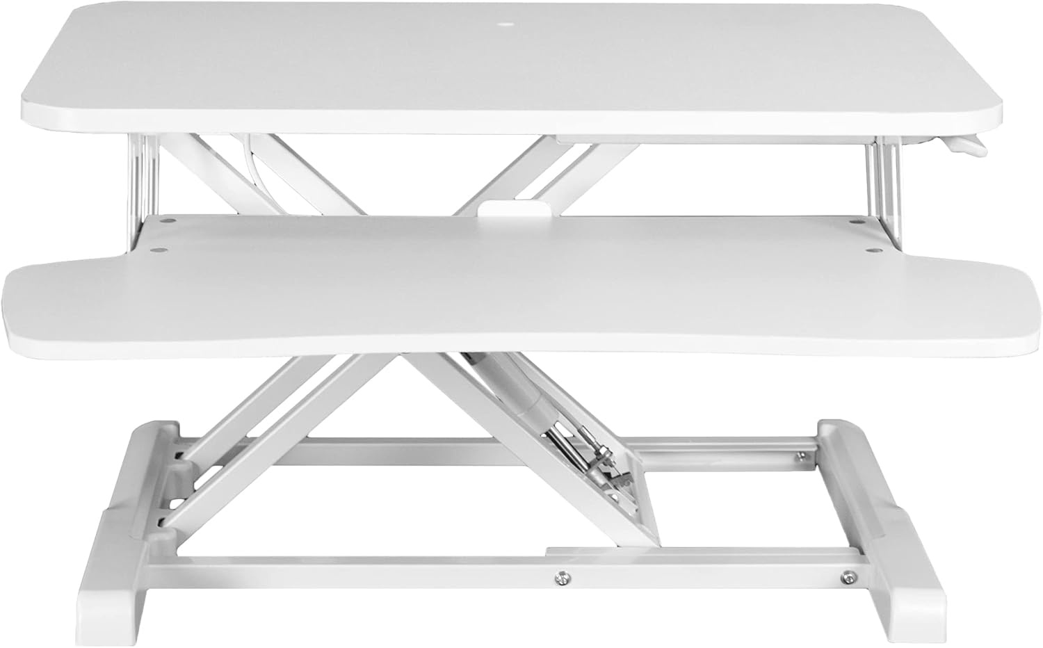 image:imageVIVO 42 inch Desk Converter K Series Height Adjustable Sit to Stand Riser Dual Monitor and Laptop Workstation with Wide Keyboard Tray Black DESKV042KBWhite