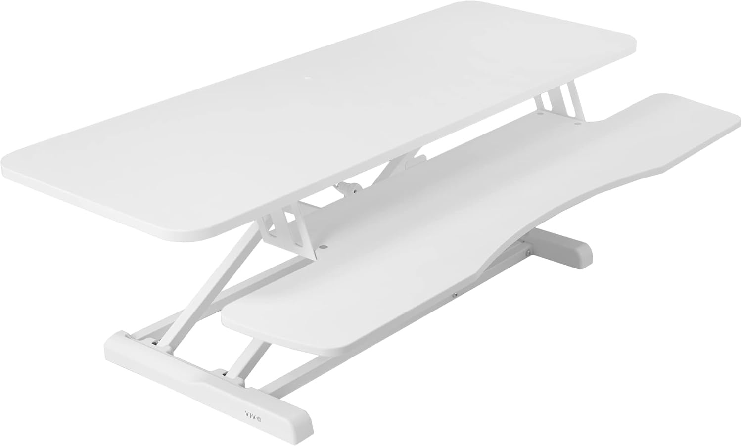 image:imageVIVO 42 inch Desk Converter K Series Height Adjustable Sit to Stand Riser Dual Monitor and Laptop Workstation with Wide Keyboard Tray Black DESKV042KBWhite