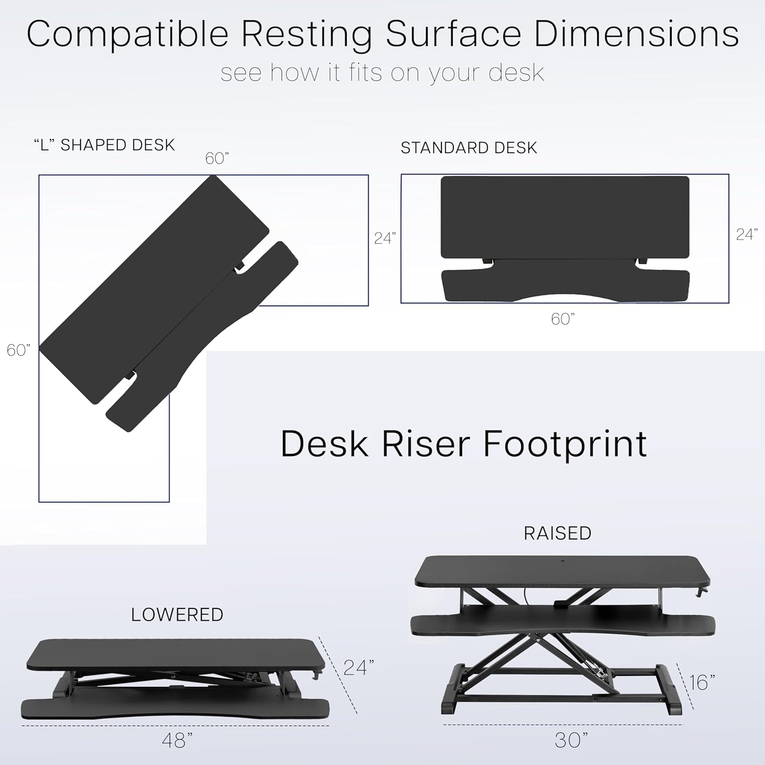 image:imageVIVO 42 inch Desk Converter K Series Height Adjustable Sit to Stand Riser Dual Monitor and Laptop Workstation with Wide Keyboard Tray Black DESKV042KBWhite