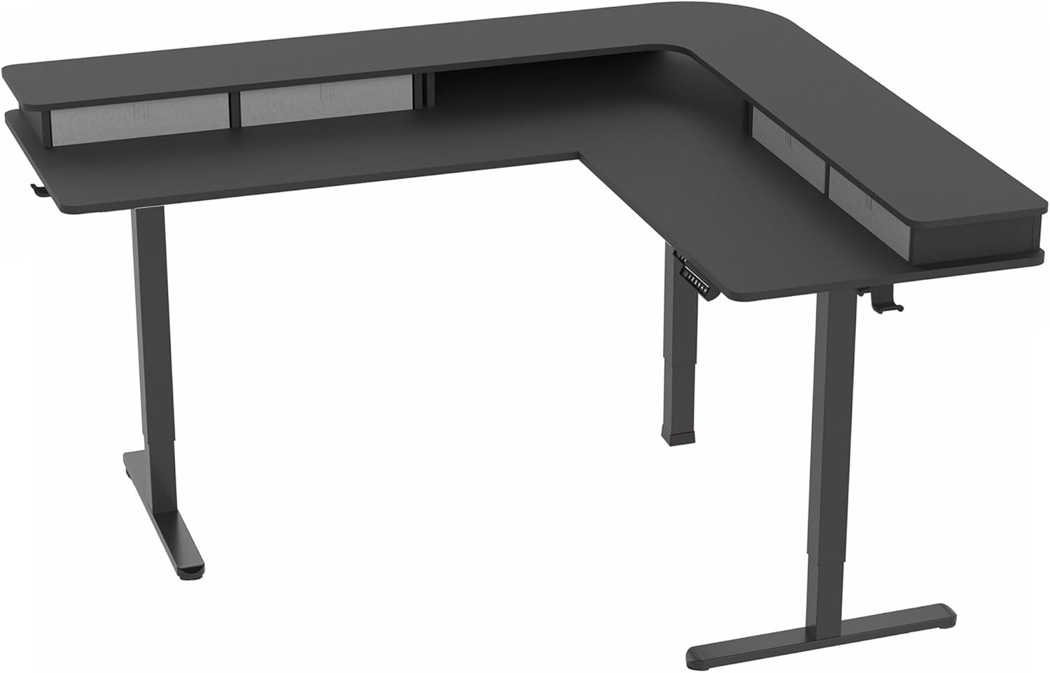 image:imageVIVO Corner Standing Desk 63 x 47 inch Reversible LShaped Workstation Electric Height Adjustment Home Office and Reception Rooms Black Table Top Black Frame DESKE3CTB47Black Top Black Frame