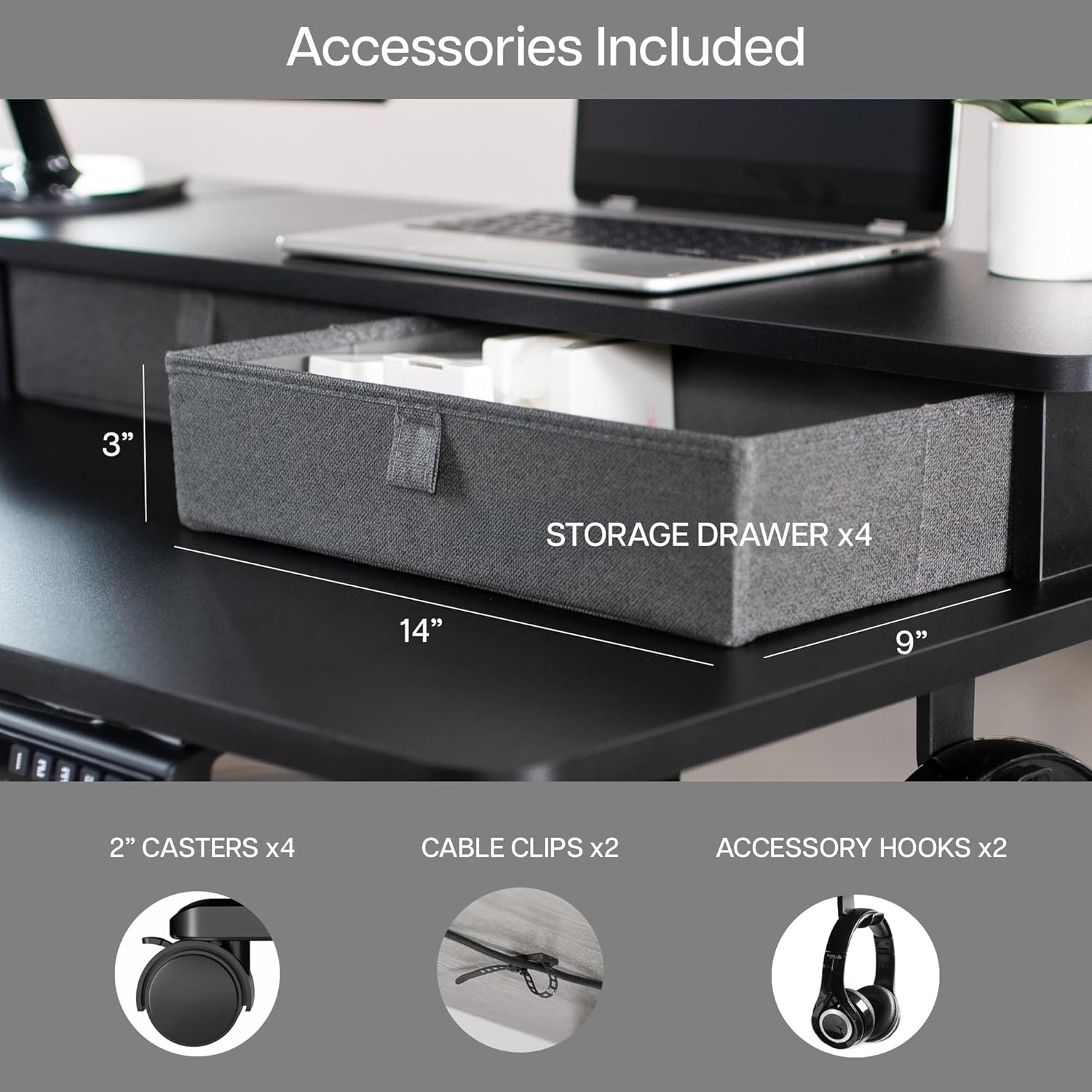 image:imageVIVO Corner Standing Desk 63 x 47 inch Reversible LShaped Workstation Electric Height Adjustment Home Office and Reception Rooms Black Table Top Black Frame DESKE3CTB47Black Top Black Frame