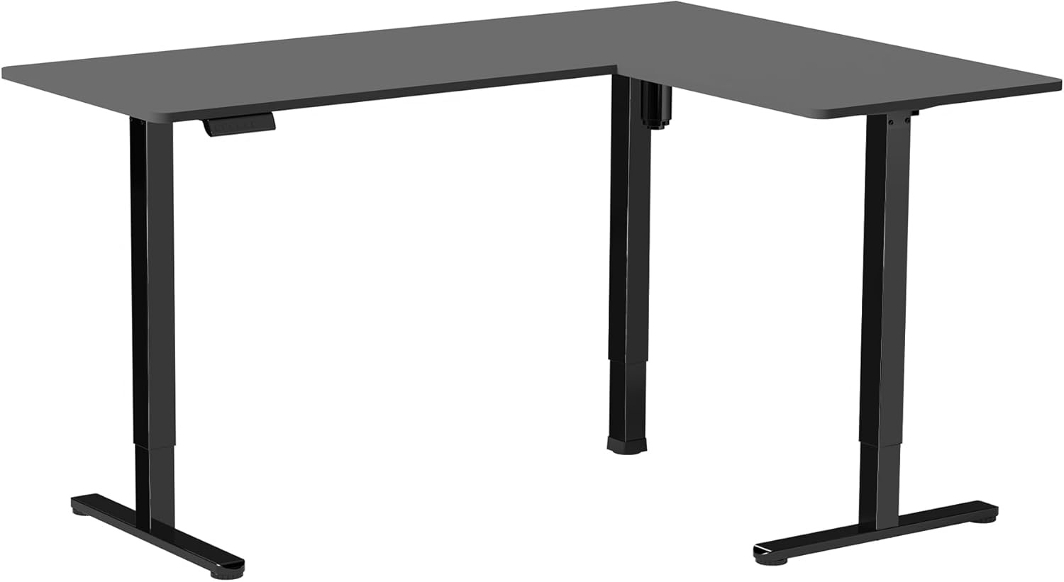 image:imageVIVO Corner Standing Desk 63 x 47 inch Reversible LShaped Workstation Electric Height Adjustment Home Office and Reception Rooms Black Table Top Black Frame DESKE3CTB47Black Top Black Frame