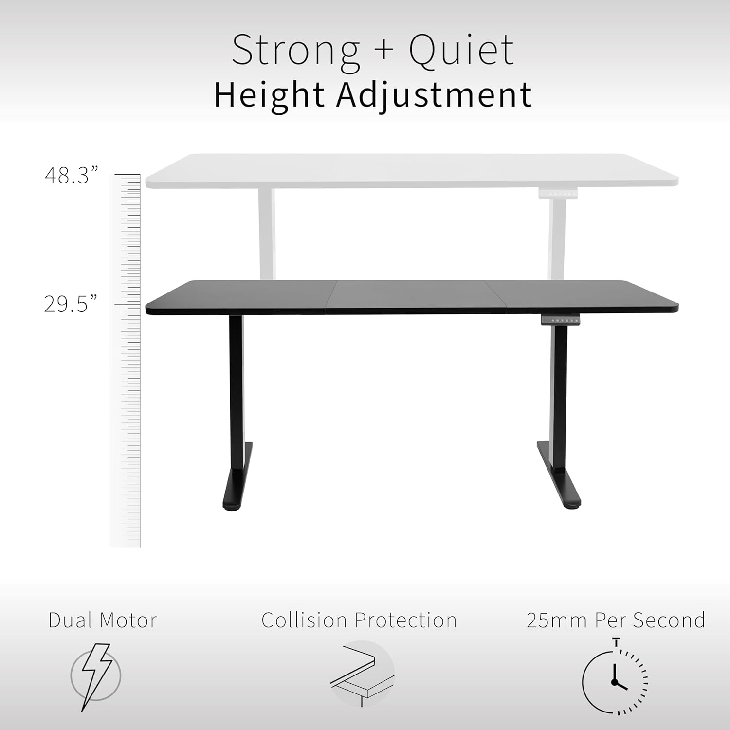 image:imageVIVO Electric 71 x 30 in Dual Motor Standing Desk Memory Height Adjustment E2B Series Black Top Black Frame DESKKITE2B7BReclaimed Wood Top White Frame