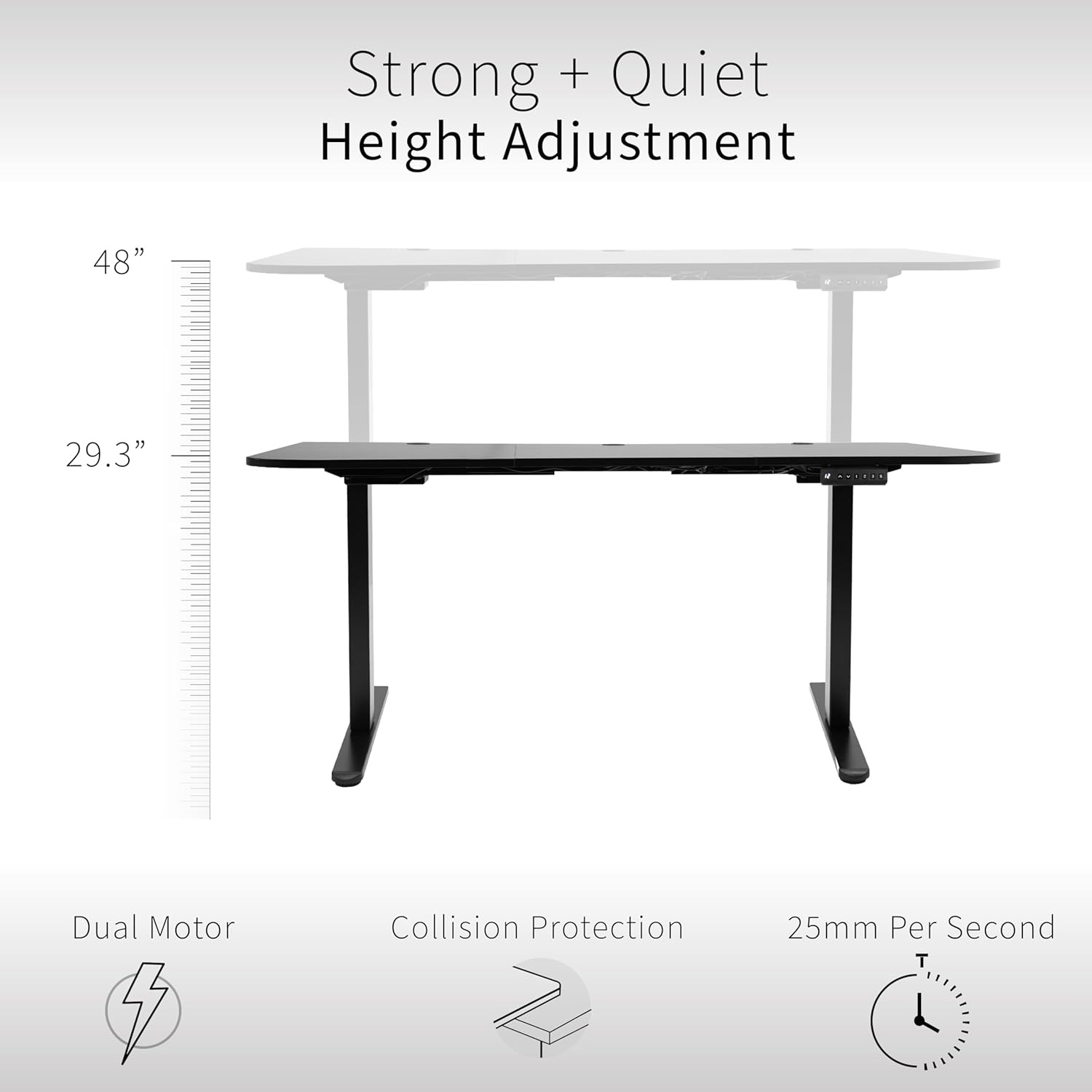 image:imageVIVO Electric 71 x 30 in Dual Motor Standing Desk Memory Height Adjustment E2B Series Black Top Black Frame DESKKITE2B7BReclaimed Wood Top White Frame