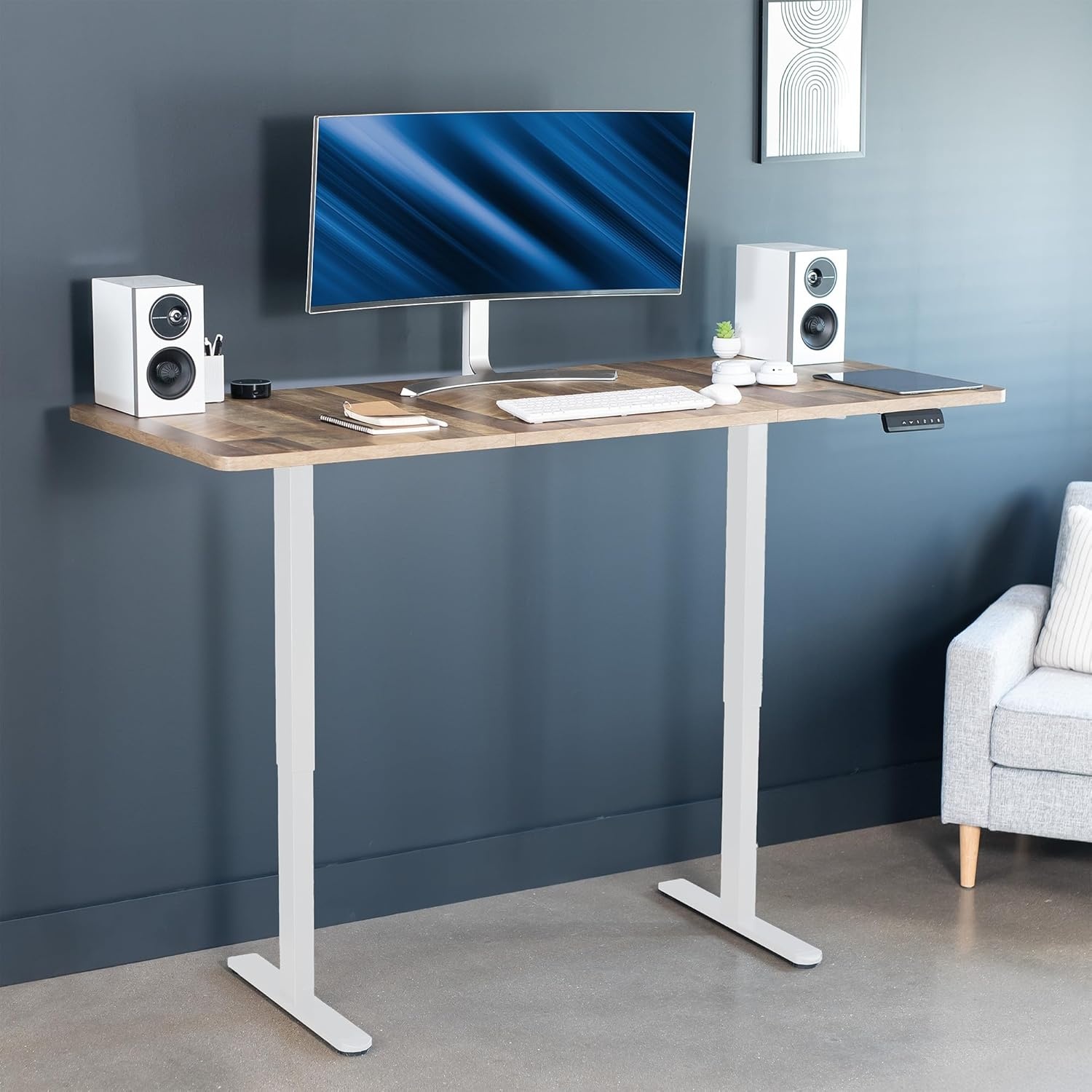 image:imageVIVO Electric 71 x 30 in Dual Motor Standing Desk Memory Height Adjustment E2B Series Black Top Black Frame DESKKITE2B7BReclaimed Wood Top White Frame