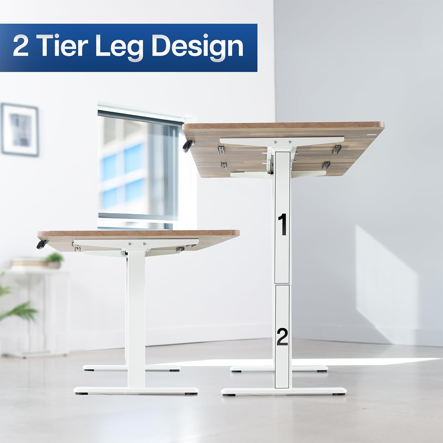 image:imageVIVO Electric 71 x 30 in Dual Motor Standing Desk Memory Height Adjustment E2B Series Black Top Black Frame DESKKITE2B7BReclaimed Wood Top White Frame