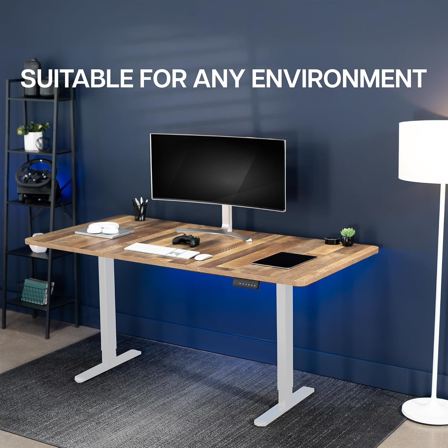 image:imageVIVO Electric 71 x 30 in Dual Motor Standing Desk Memory Height Adjustment E2B Series Black Top Black Frame DESKKITE2B7BReclaimed Wood Top White Frame