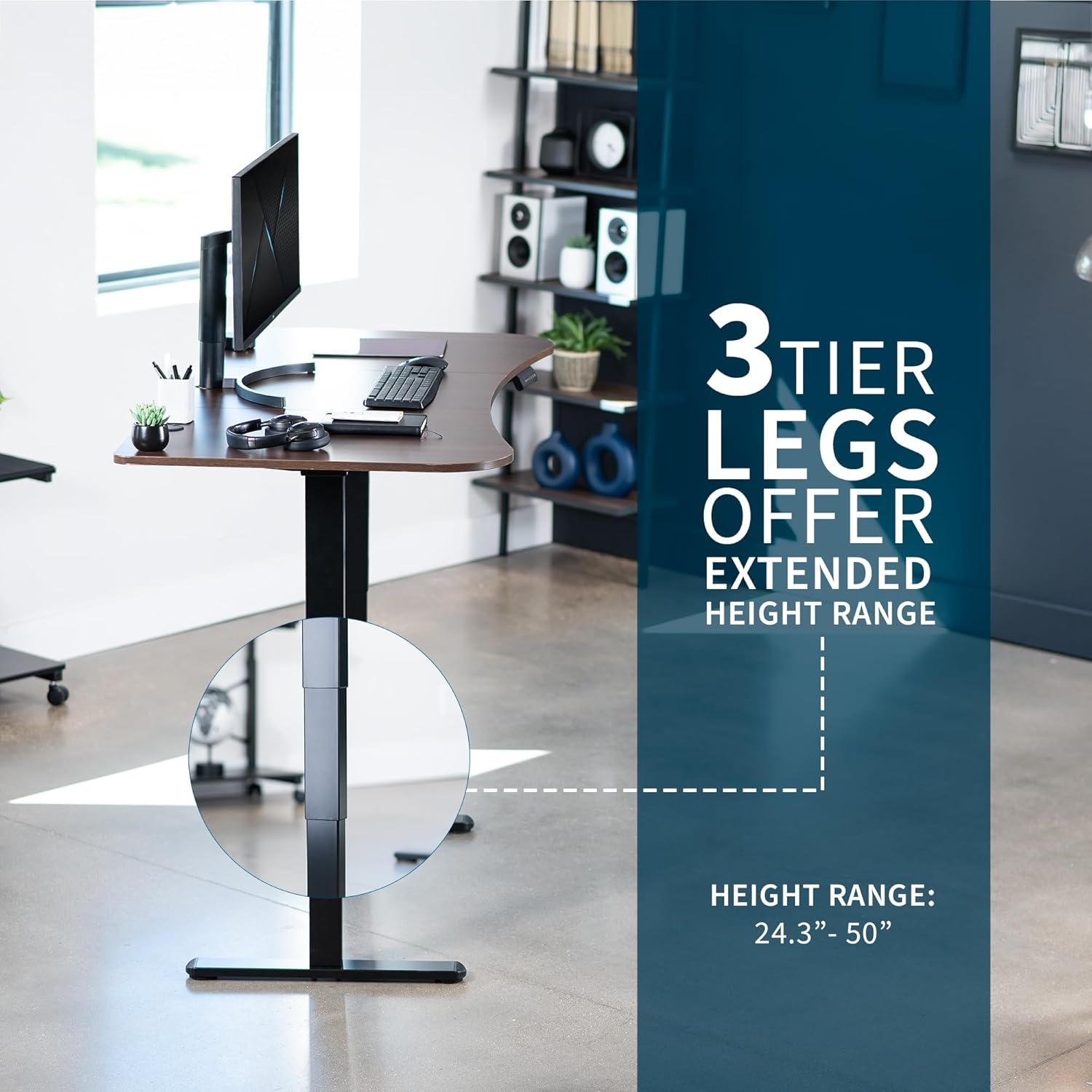 image:imageVIVO Electric 71 x 36 in Dual Motor Sit Stand Desk Memory Height Adjustment 2B Series Black Top Black Frame DESKKIT2B7B36Dark Walnut Top Black Frame
