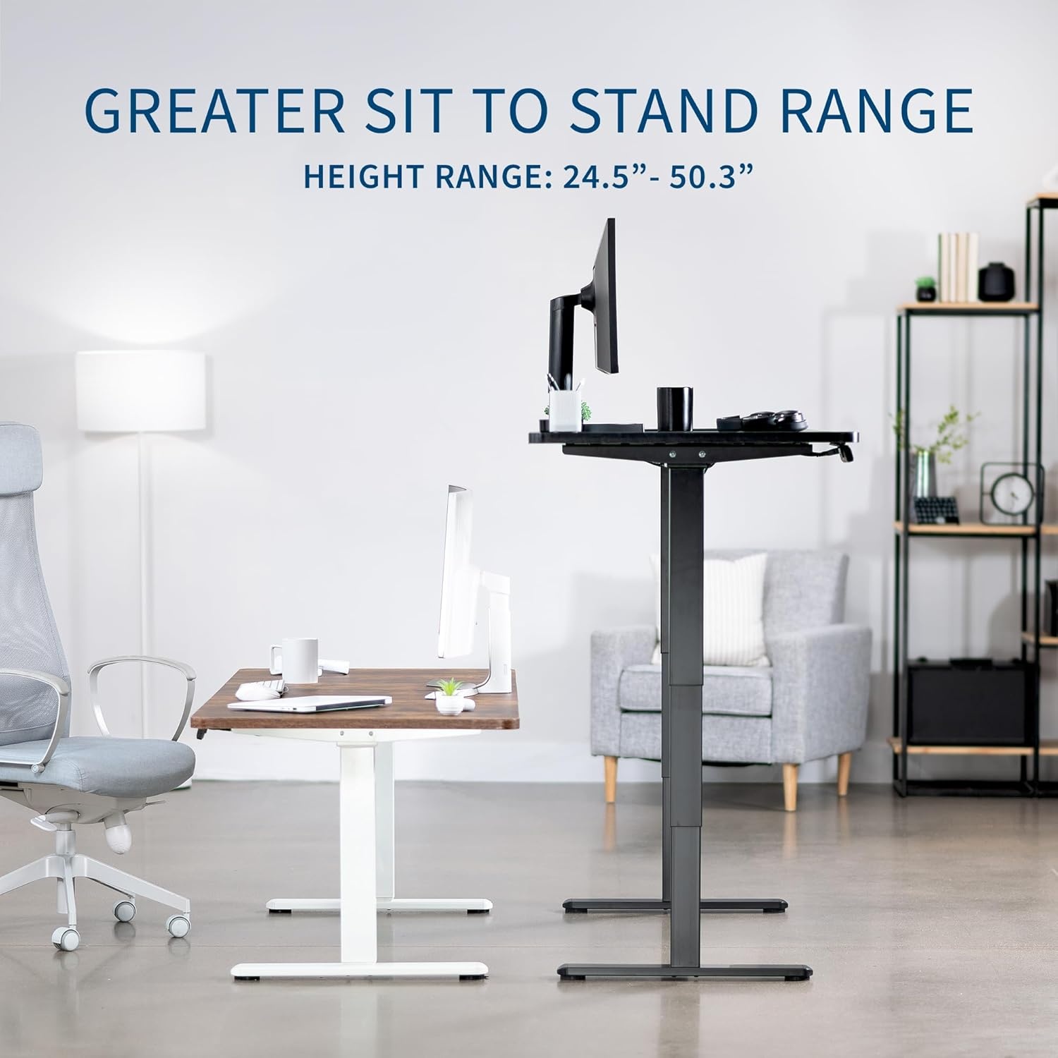 image:imageVIVO Electric 71 x 36 in Dual Motor Sit Stand Desk Memory Height Adjustment 2B Series Black Top Black Frame DESKKIT2B7B36Dark Walnut Top Black Frame