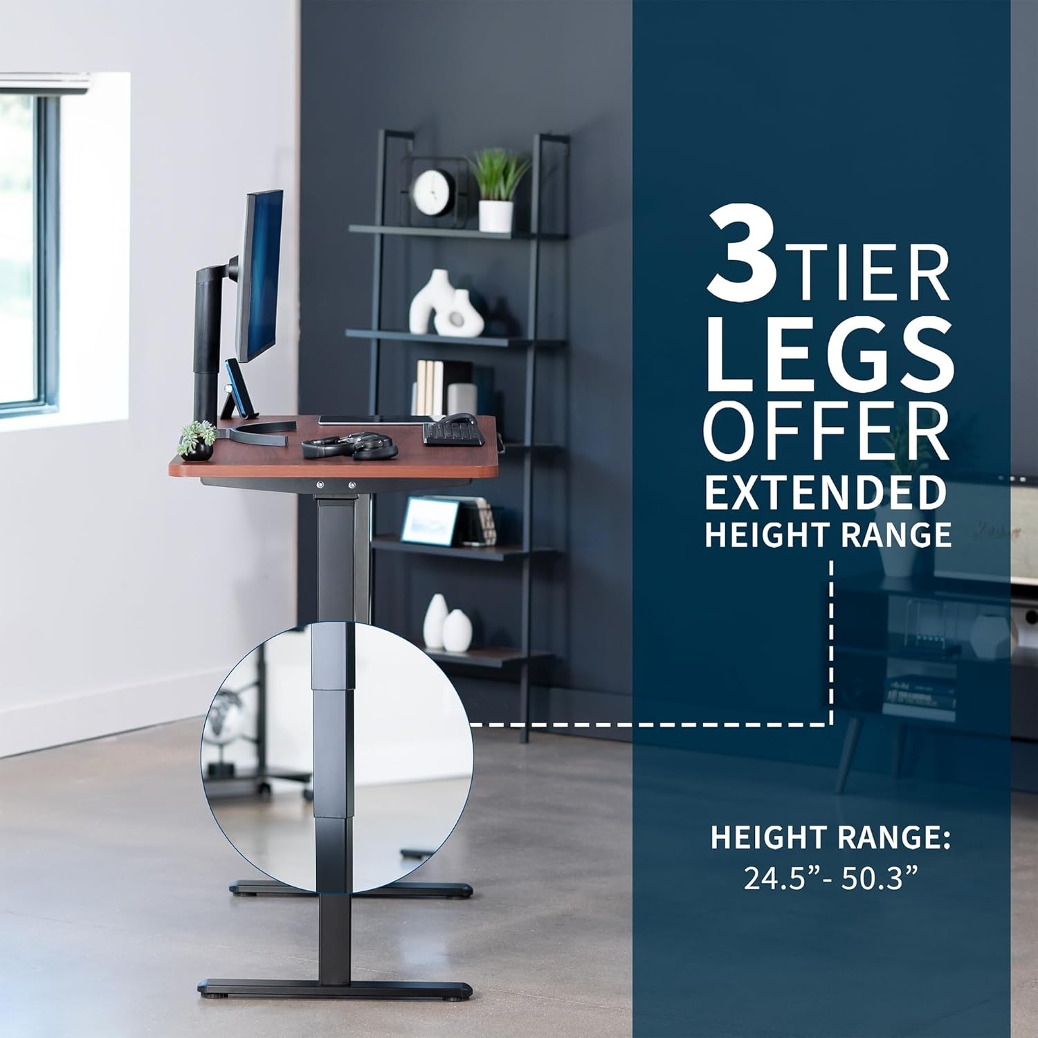 image:imageVIVO Electric 71 x 36 in Dual Motor Sit Stand Desk Memory Height Adjustment 2B Series Black Top Black Frame DESKKIT2B7B36Dark Walnut Top Black Frame