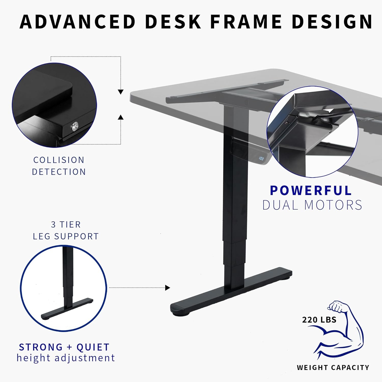 image:imageVIVO Electric 71 x 36 in Dual Motor Sit Stand Desk Memory Height Adjustment 2B Series Black Top Black Frame DESKKIT2B7B36Dark Walnut Top Black Frame