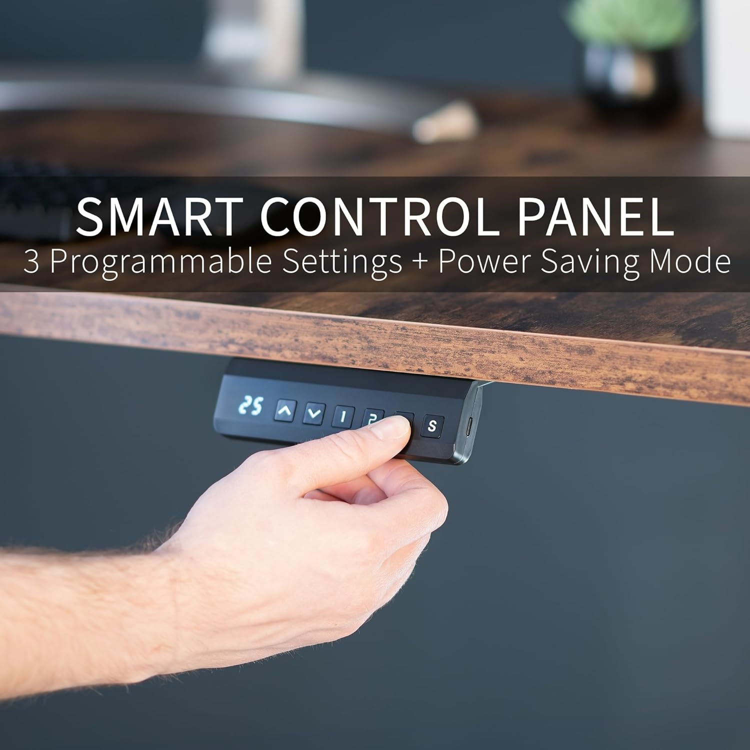 image:imageVIVO Electric 71 x 36 in Dual Motor Sit Stand Desk Memory Height Adjustment 2B Series Black Top Black Frame DESKKIT2B7B36Dark Walnut Top Black Frame