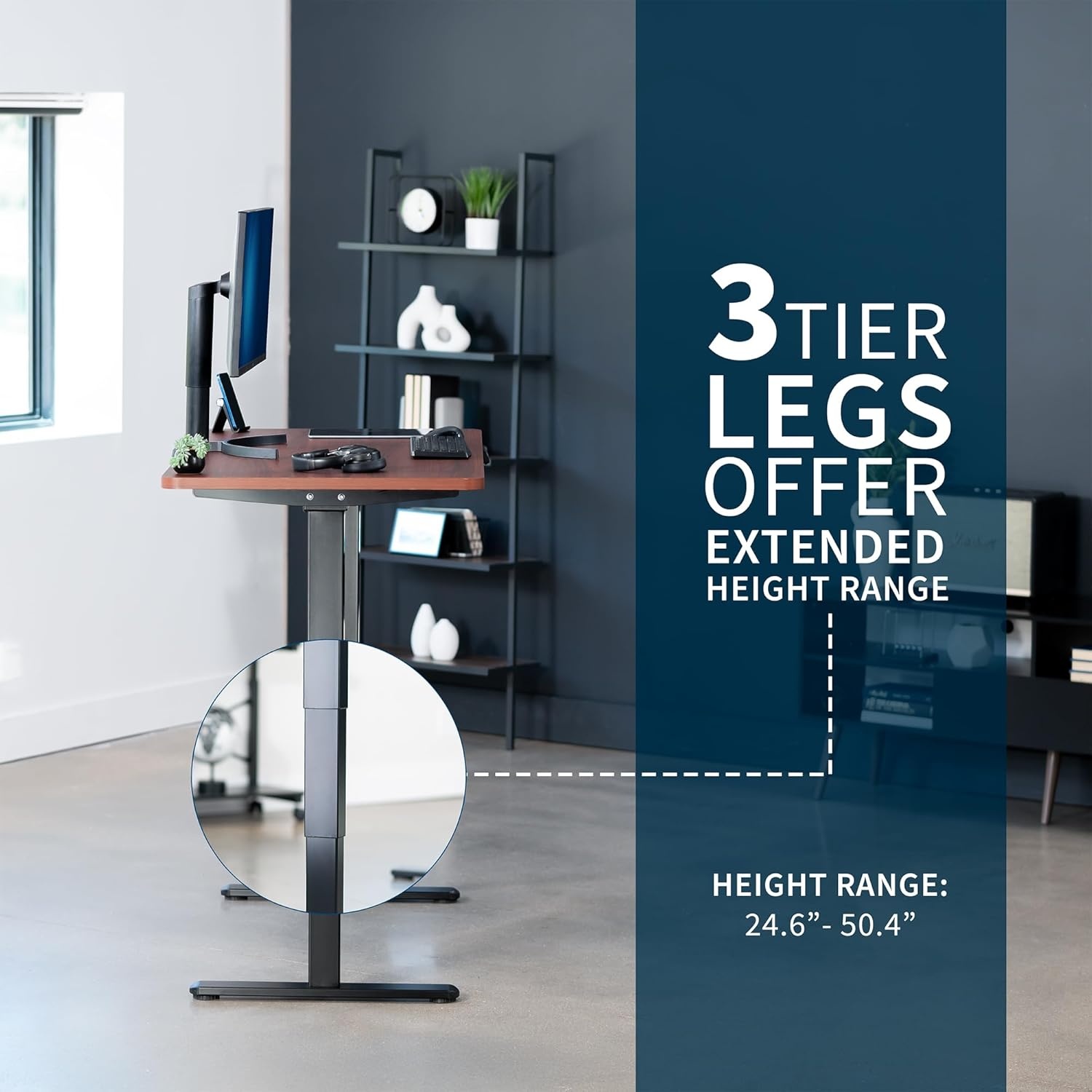 image:imageVIVO Electric 71 x 36 in Dual Motor Sit Stand Desk Memory Height Adjustment 2B Series Black Top Black Frame DESKKIT2B7B36Dark Walnut Top Black Frame