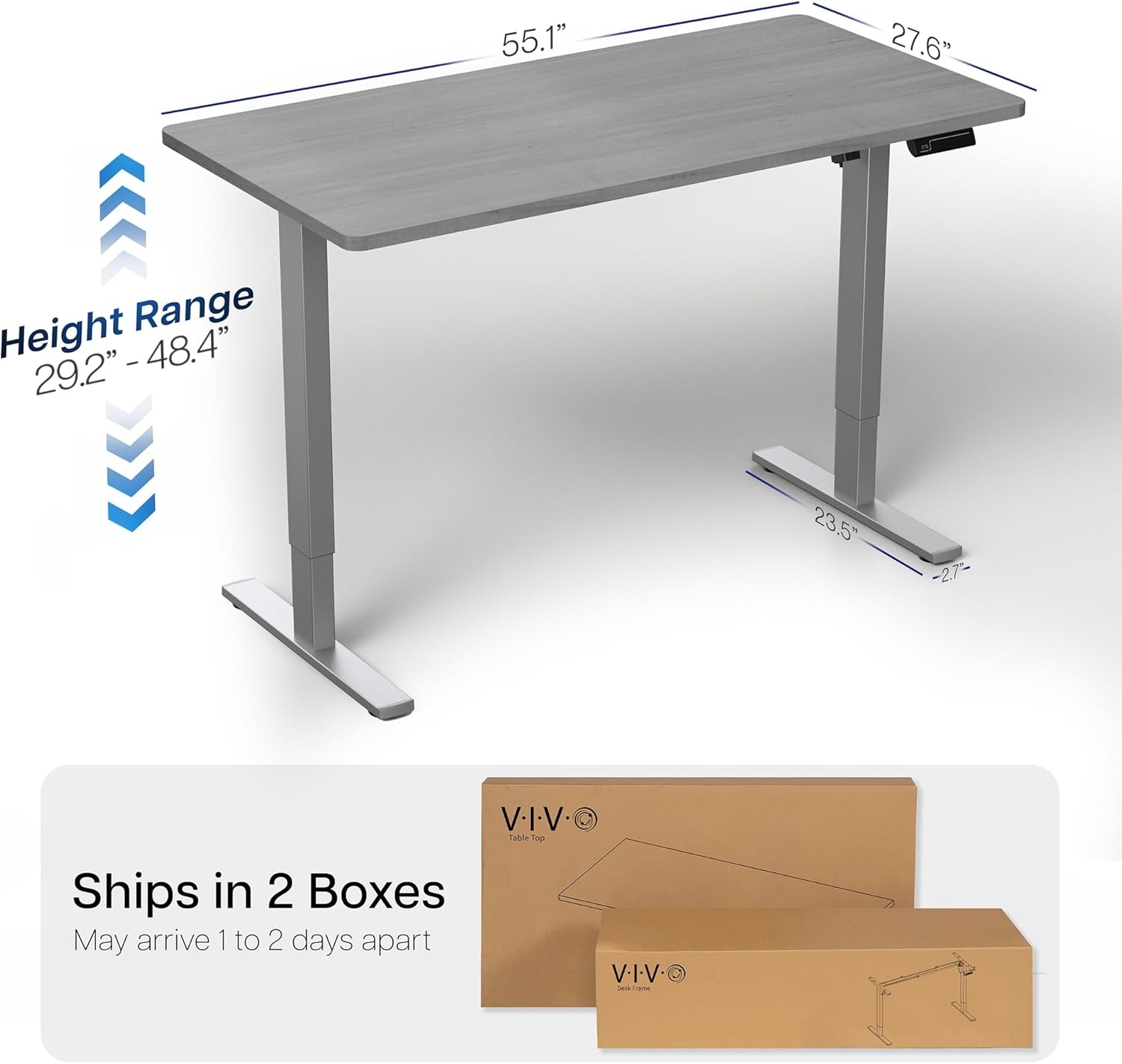 image:imageVIVO Electric 71 x 36 in Standing Desk Memory Height Adjustment 1B Series Holds 220 lbs Black Top Black Frame DESKKIT1B7B36Dark Gray Top Gray Frame