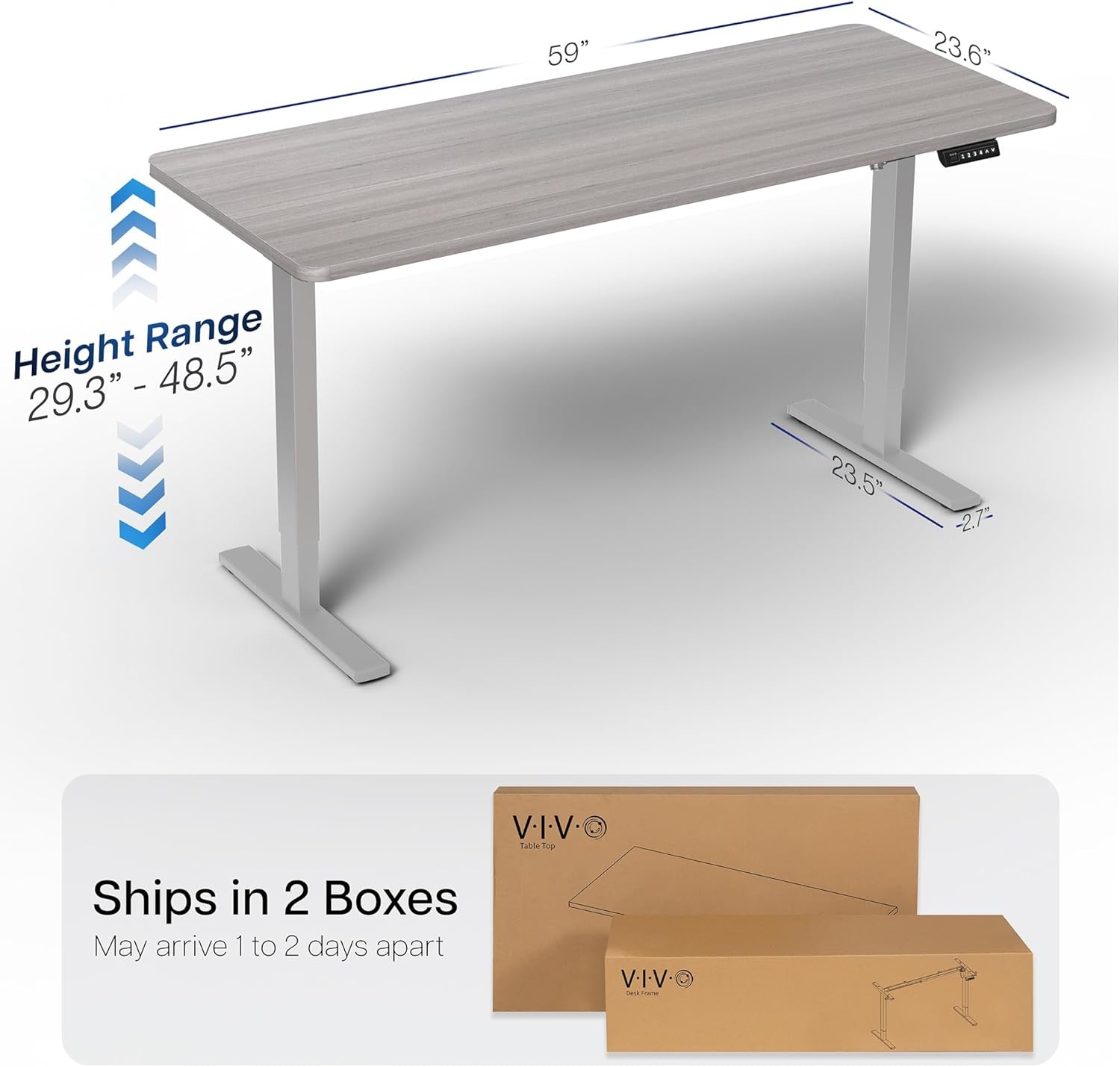 image:imageVIVO Electric 71 x 36 in Standing Desk Memory Height Adjustment 1B Series Holds 220 lbs Black Top Black Frame DESKKIT1B7B36Dark Gray Top Gray Frame