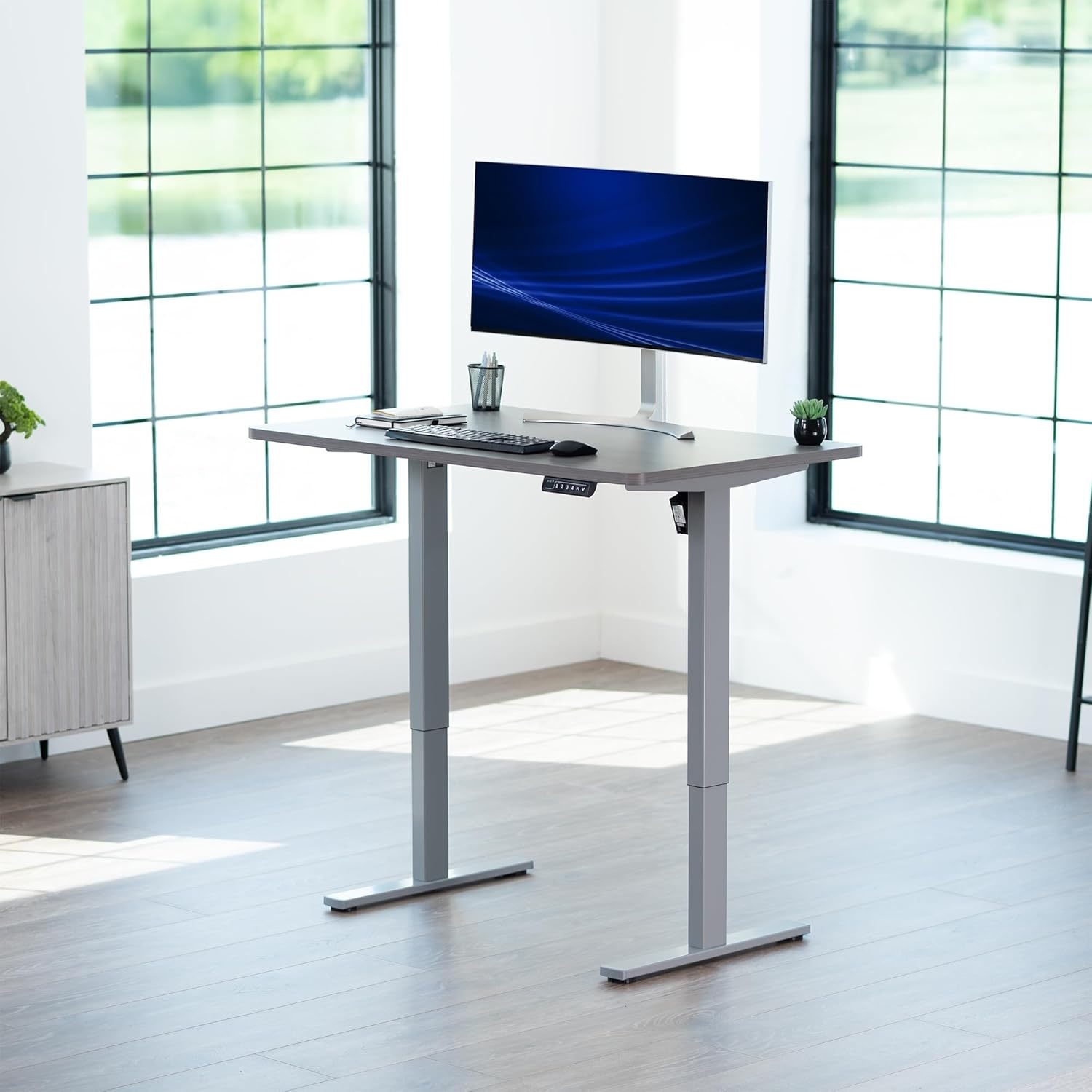 image:imageVIVO Electric 71 x 36 in Standing Desk Memory Height Adjustment 1B Series Holds 220 lbs Black Top Black Frame DESKKIT1B7B36Dark Gray Top Gray Frame