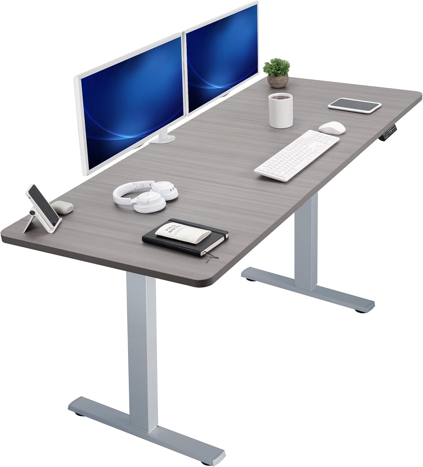 image:imageVIVO Electric 71 x 36 in Standing Desk Memory Height Adjustment 1B Series Holds 220 lbs Black Top Black Frame DESKKIT1B7B36Dark Gray Top Gray Frame