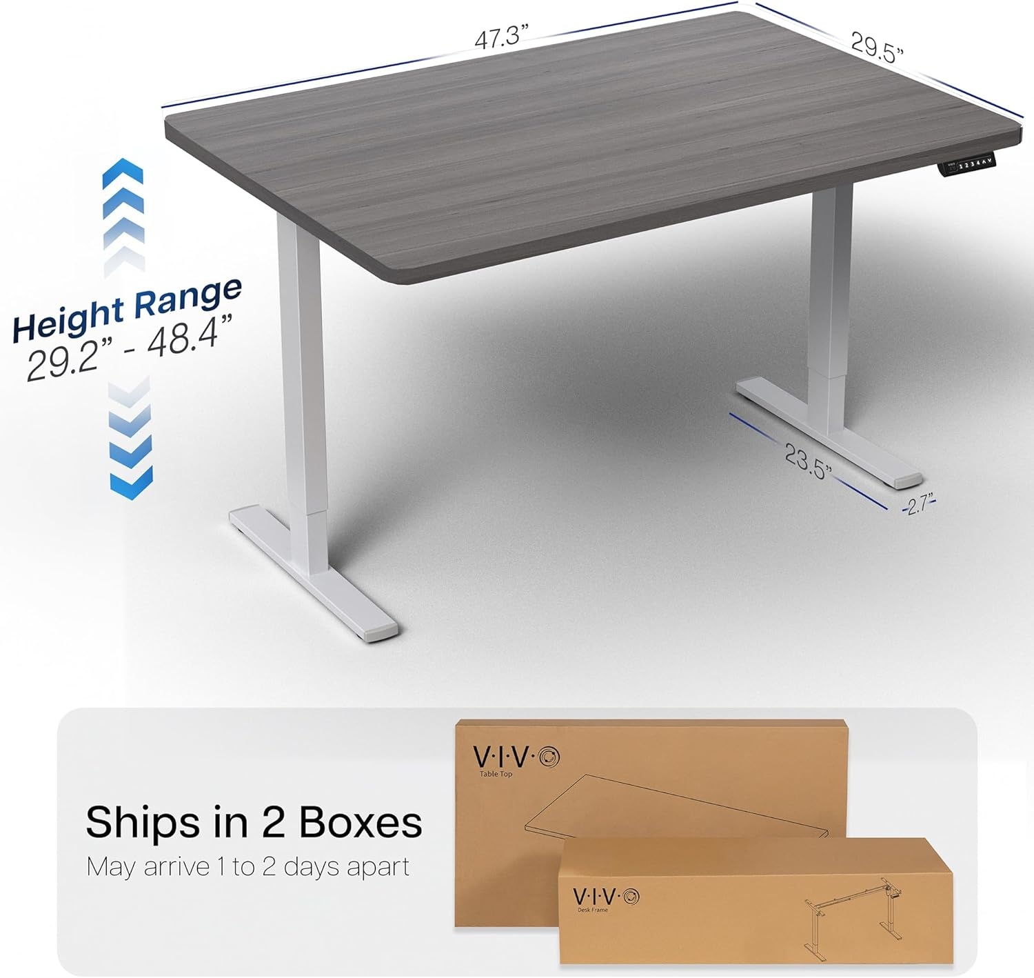 image:imageVIVO Electric 71 x 36 in Standing Desk Memory Height Adjustment 1B Series Holds 220 lbs Black Top Black Frame DESKKIT1B7B36Dark Gray Top Gray Frame