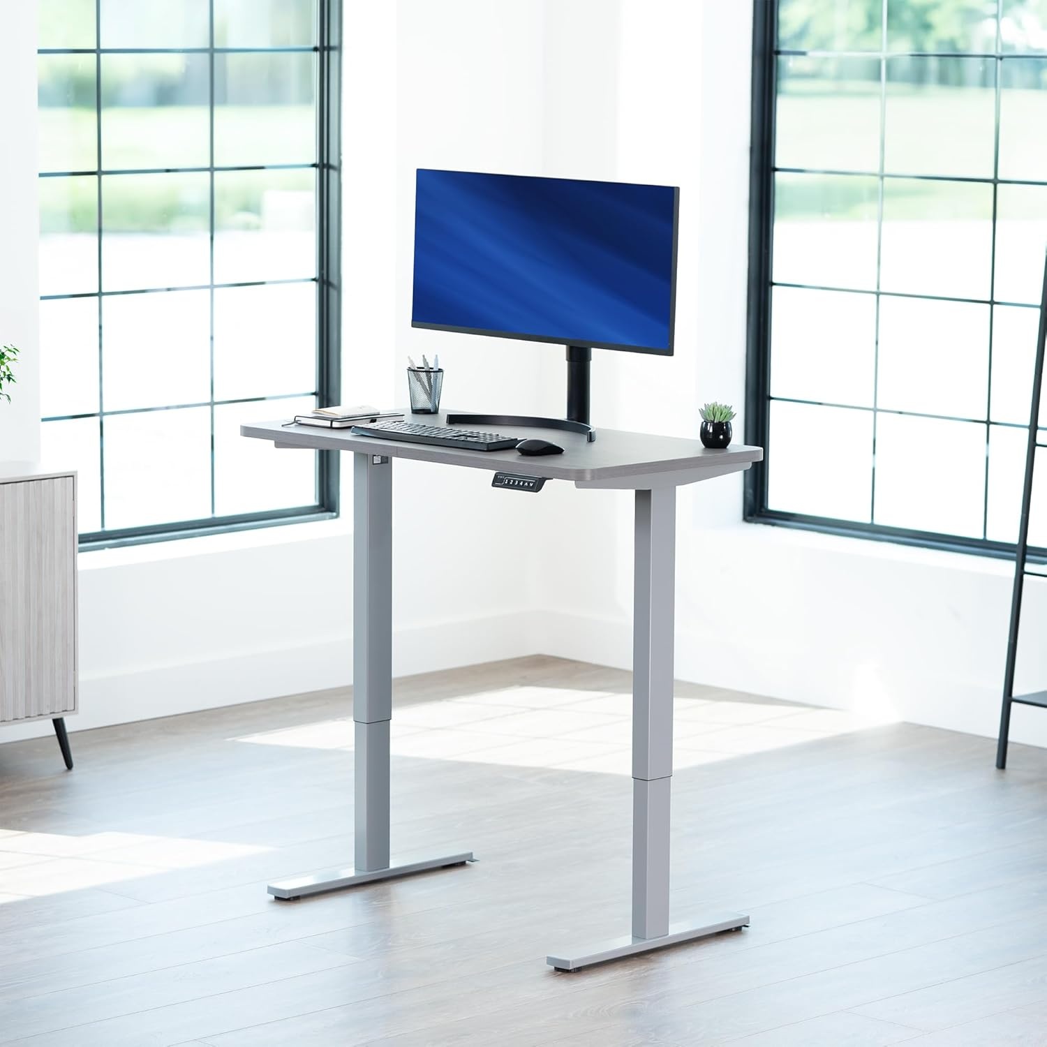 image:imageVIVO Electric 71 x 36 in Standing Desk Memory Height Adjustment 1B Series Holds 220 lbs Black Top Black Frame DESKKIT1B7B36Dark Gray Top Gray Frame