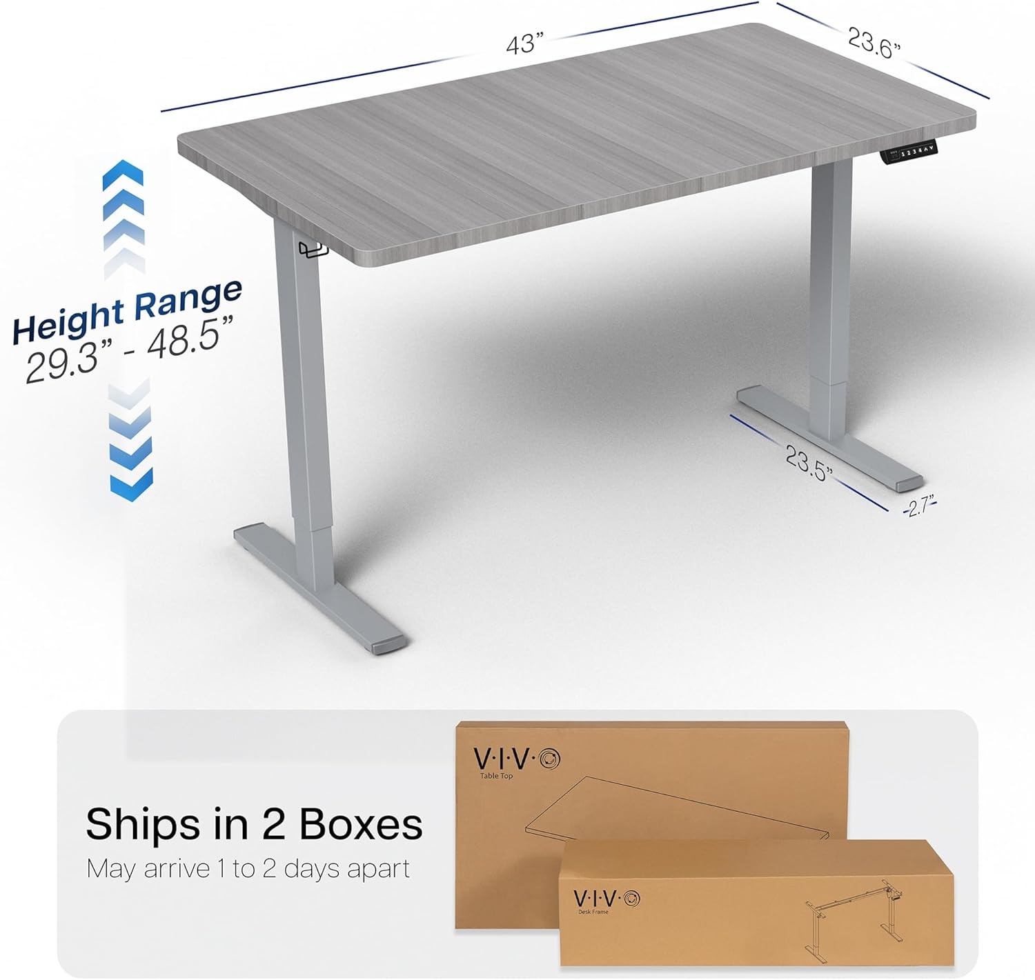 image:imageVIVO Electric 71 x 36 in Standing Desk Memory Height Adjustment 1B Series Holds 220 lbs Black Top Black Frame DESKKIT1B7B36Dark Gray Top Gray Frame