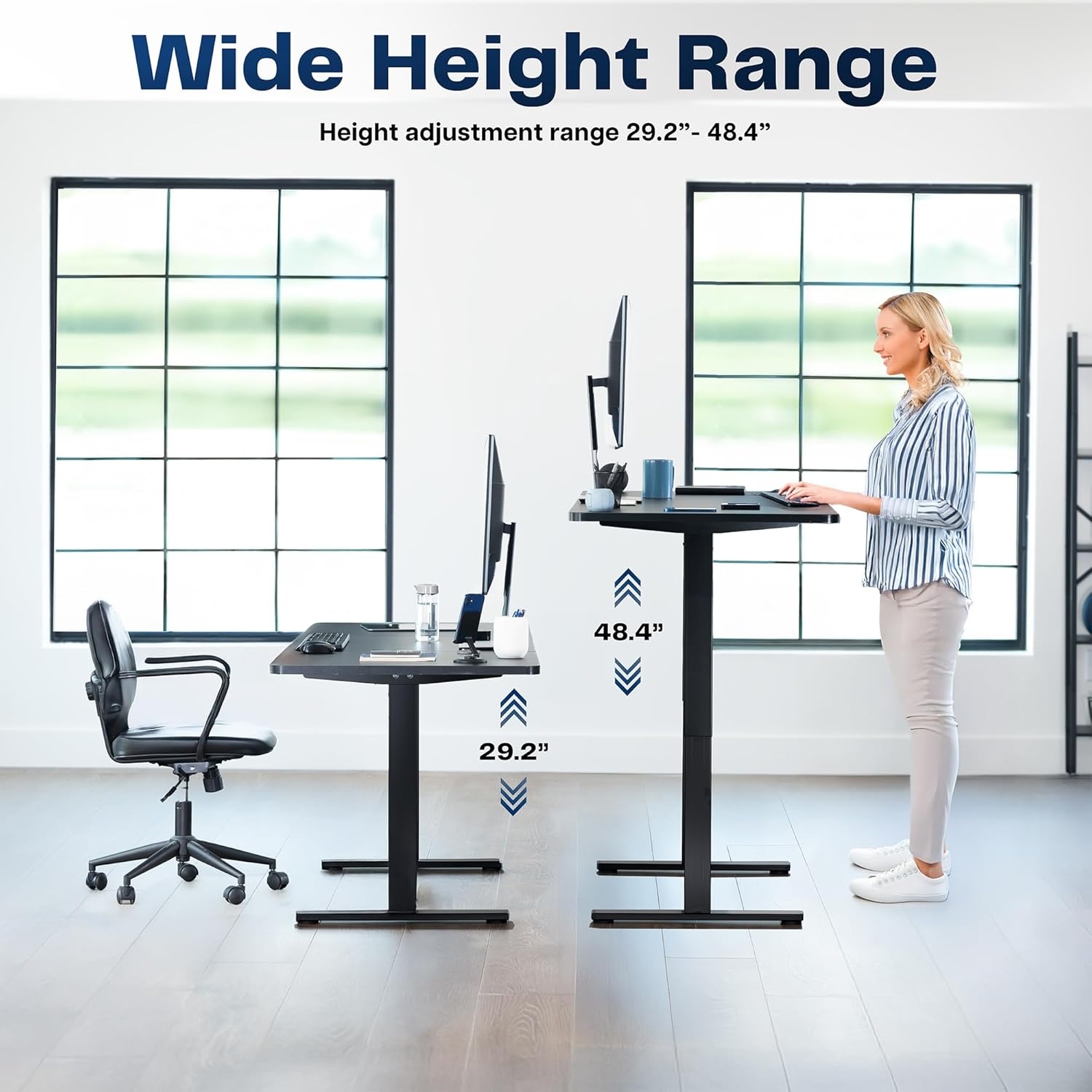 image:imageVIVO Electric 71 x 36 in Standing Desk Memory Height Adjustment 1B Series Holds 220 lbs Black Top Black Frame DESKKIT1B7B36Dark Gray Top Gray Frame