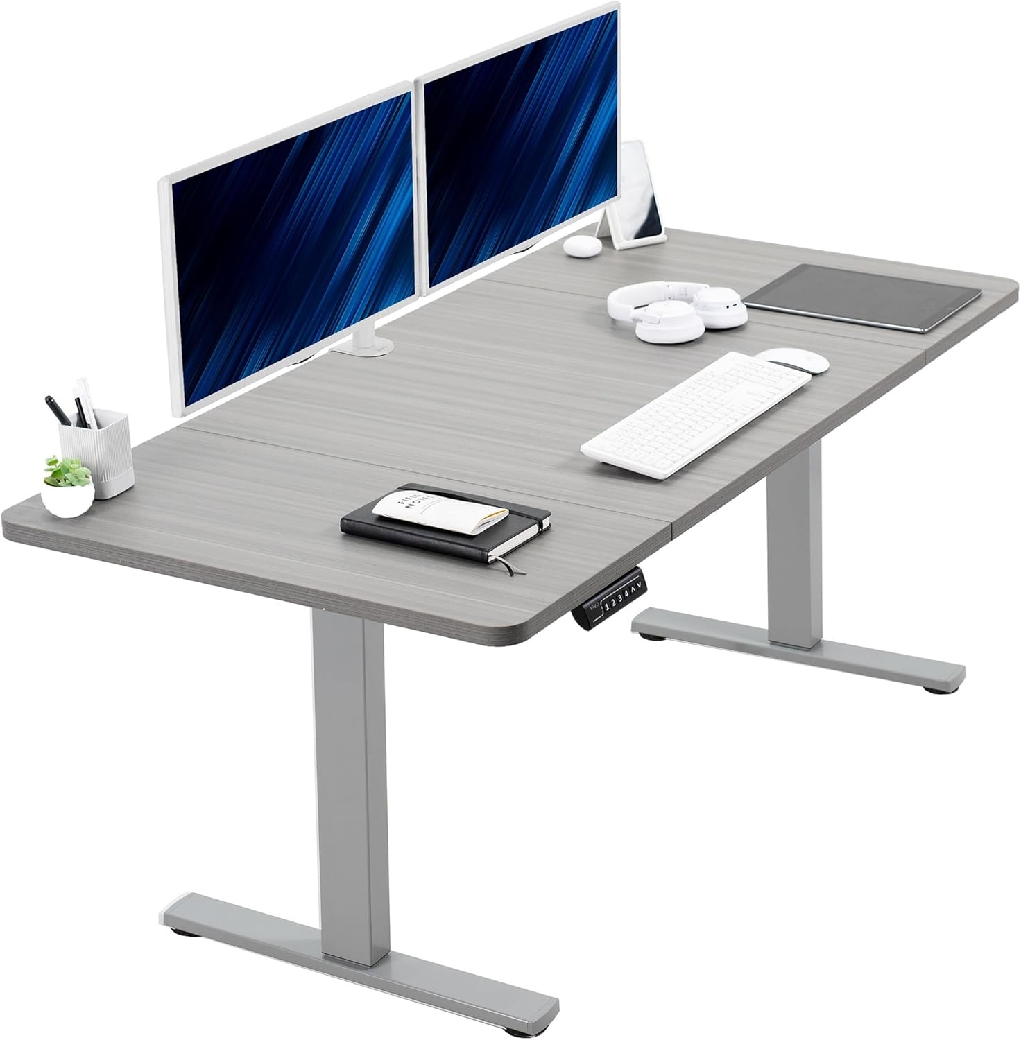 image:imageVIVO Electric 71 x 36 in Standing Desk Memory Height Adjustment 1B Series Holds 220 lbs Black Top Black Frame DESKKIT1B7B36Dark Gray Top Gray Frame