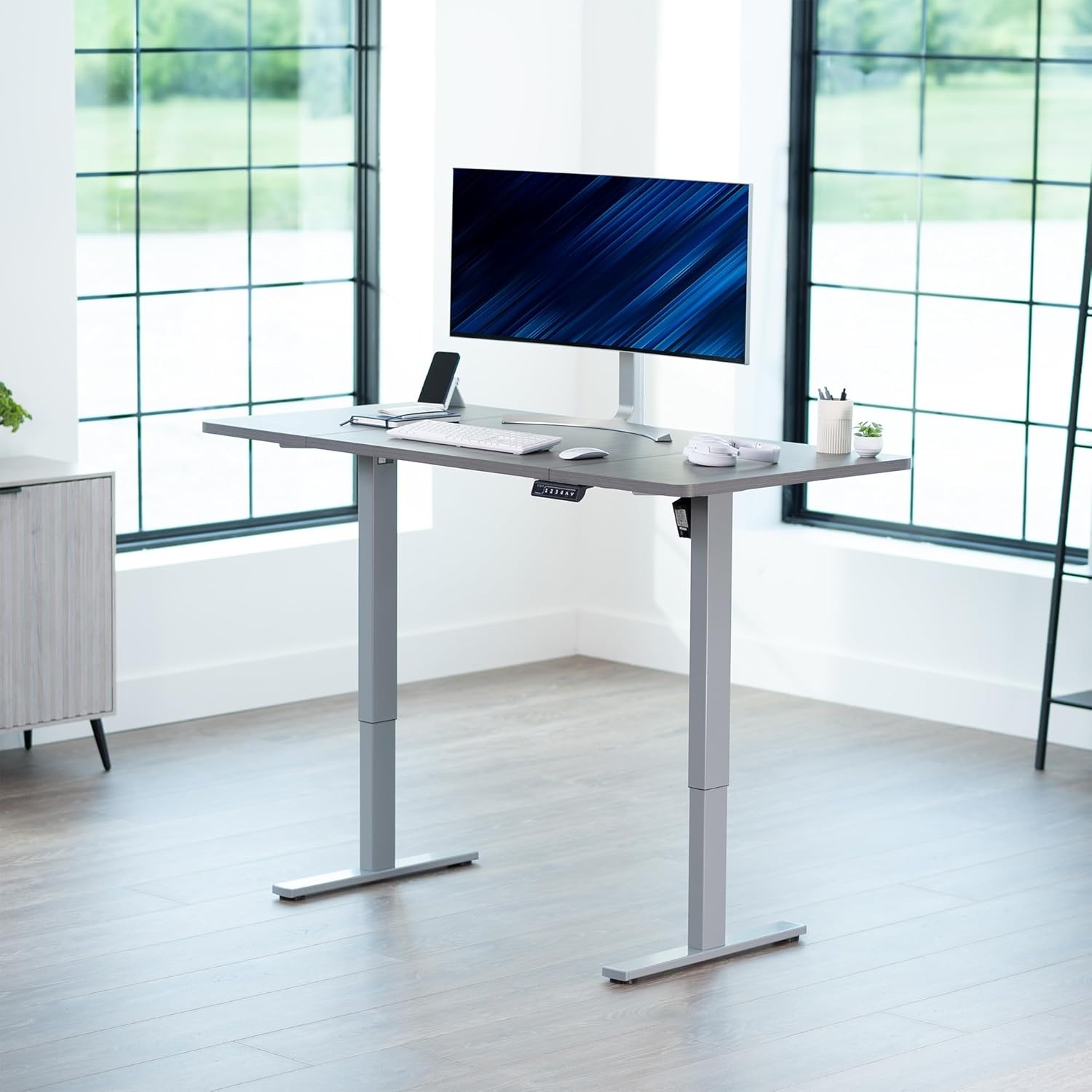 image:imageVIVO Electric 71 x 36 in Standing Desk Memory Height Adjustment 1B Series Holds 220 lbs Black Top Black Frame DESKKIT1B7B36Dark Gray Top Gray Frame