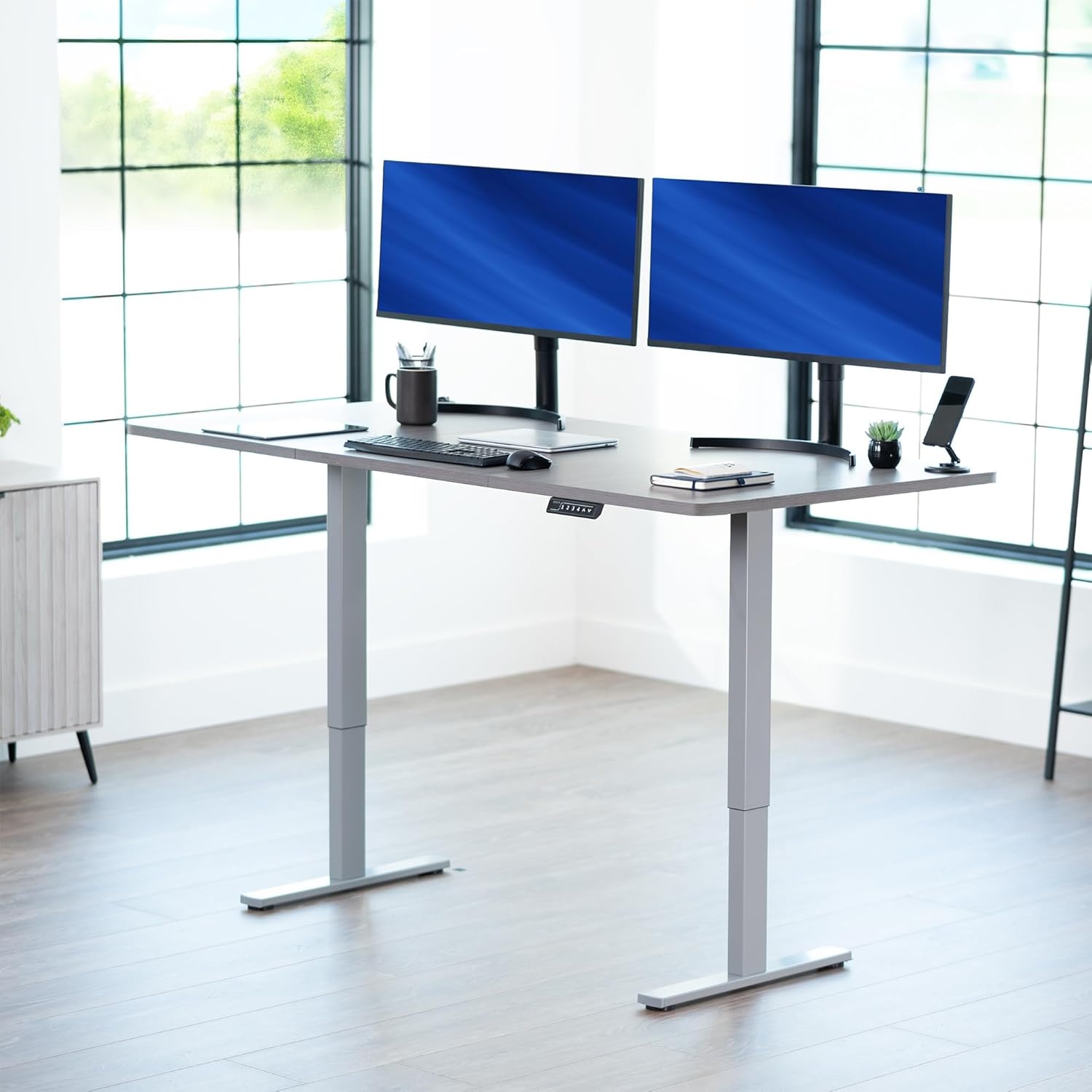 image:imageVIVO Electric 71 x 36 in Standing Desk Memory Height Adjustment 1B Series Holds 220 lbs Black Top Black Frame DESKKIT1B7B36Dark Gray Top Gray Frame