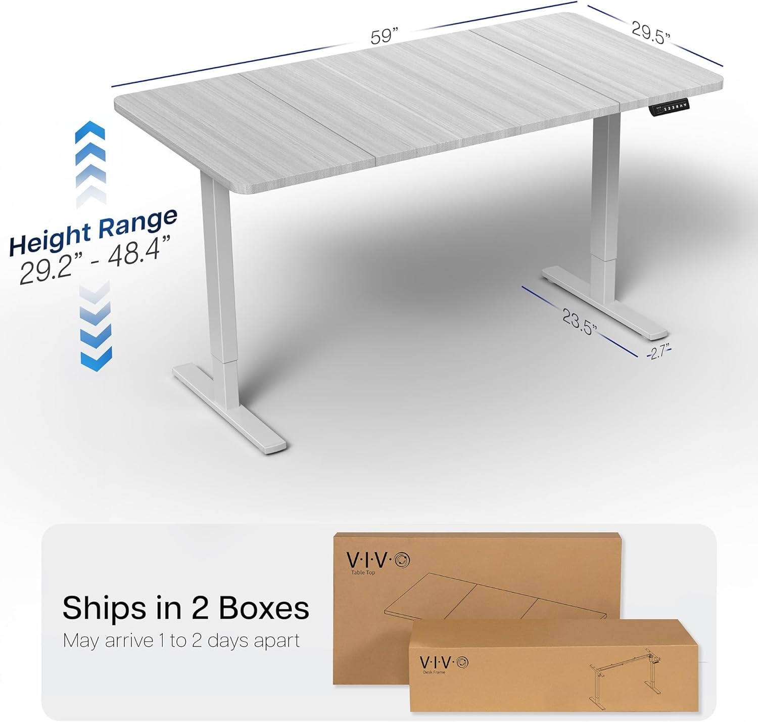 image:imageVIVO Electric 71 x 36 in Standing Desk Memory Height Adjustment 1B Series Holds 220 lbs Black Top Black Frame DESKKIT1B7B36Dark Gray Top Gray Frame