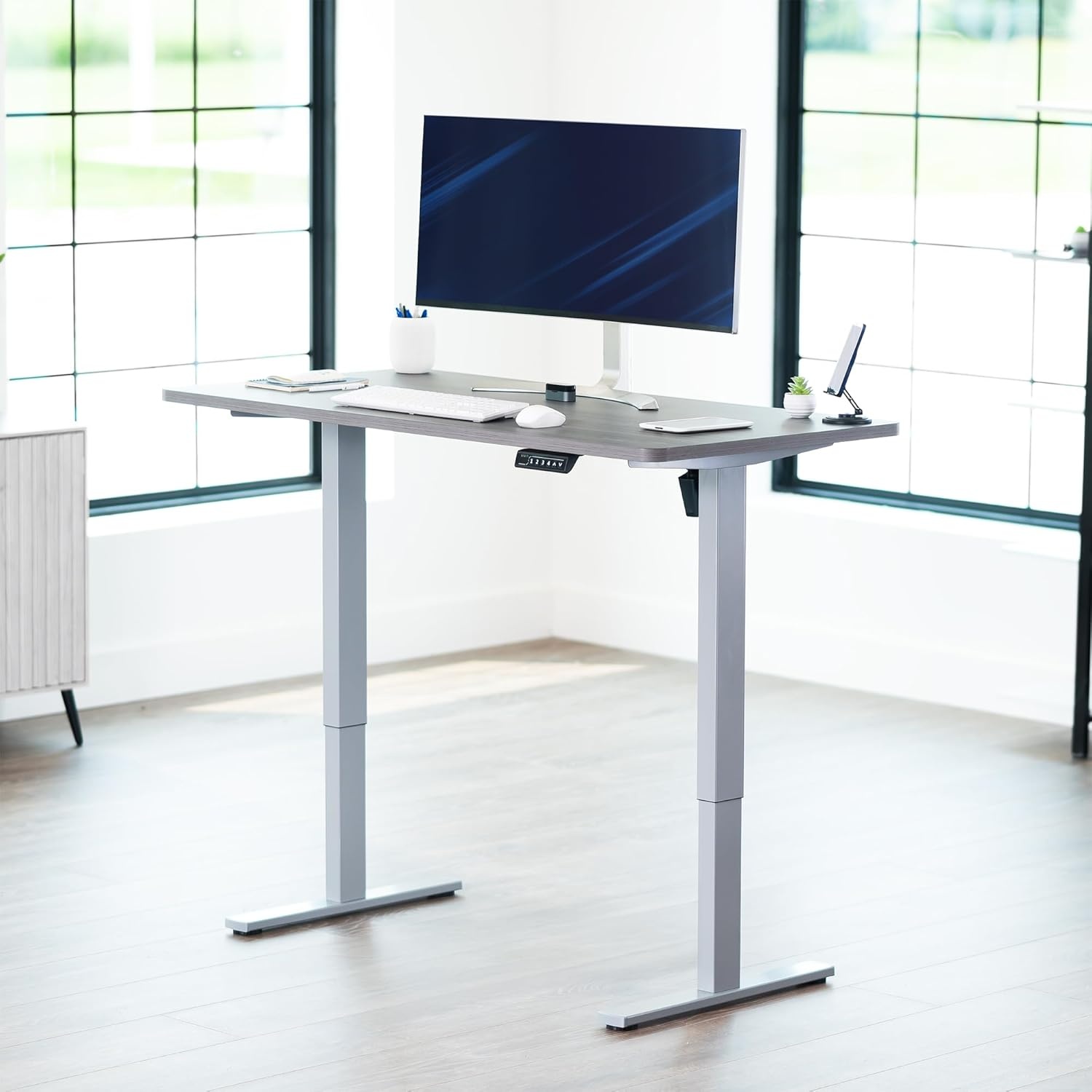 image:imageVIVO Electric 71 x 36 in Standing Desk Memory Height Adjustment 1B Series Holds 220 lbs Black Top Black Frame DESKKIT1B7B36Dark Gray Top Gray Frame