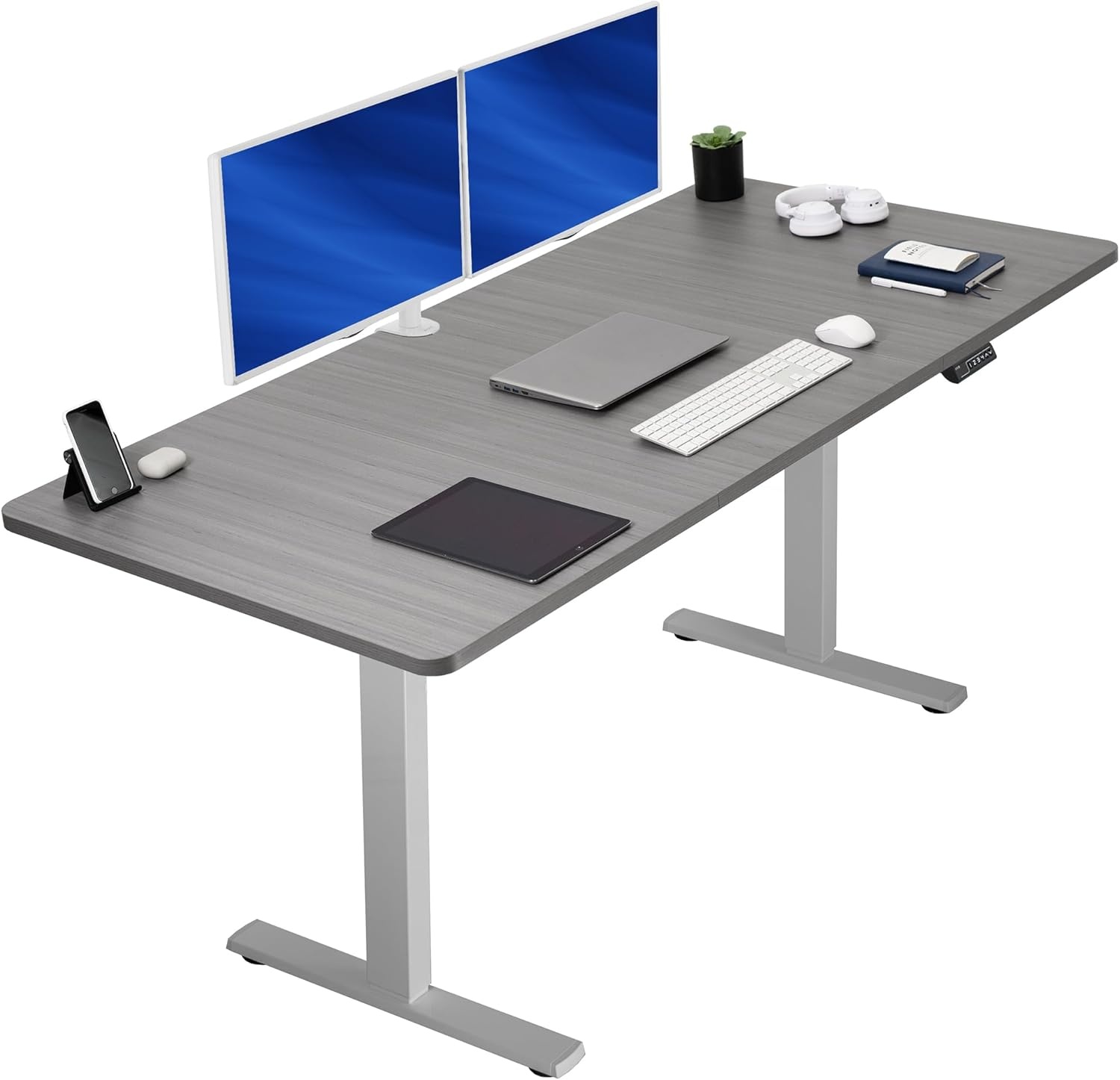 image:imageVIVO Electric 71 x 36 in Standing Desk Memory Height Adjustment 1B Series Holds 220 lbs Black Top Black Frame DESKKIT1B7B36Dark Gray Top Gray Frame