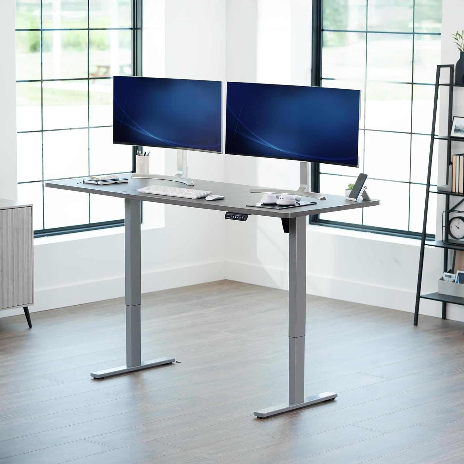 image:imageVIVO Electric 71 x 36 in Standing Desk Memory Height Adjustment 1B Series Holds 220 lbs Black Top Black Frame DESKKIT1B7B36Dark Gray Top Gray Frame