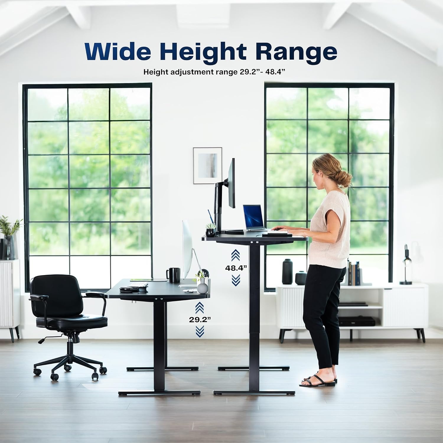 image:imageVIVO Electric 71 x 36 in Standing Desk Memory Height Adjustment 1B Series Holds 220 lbs Black Top Black Frame DESKKIT1B7B36Dark Gray Top Gray Frame