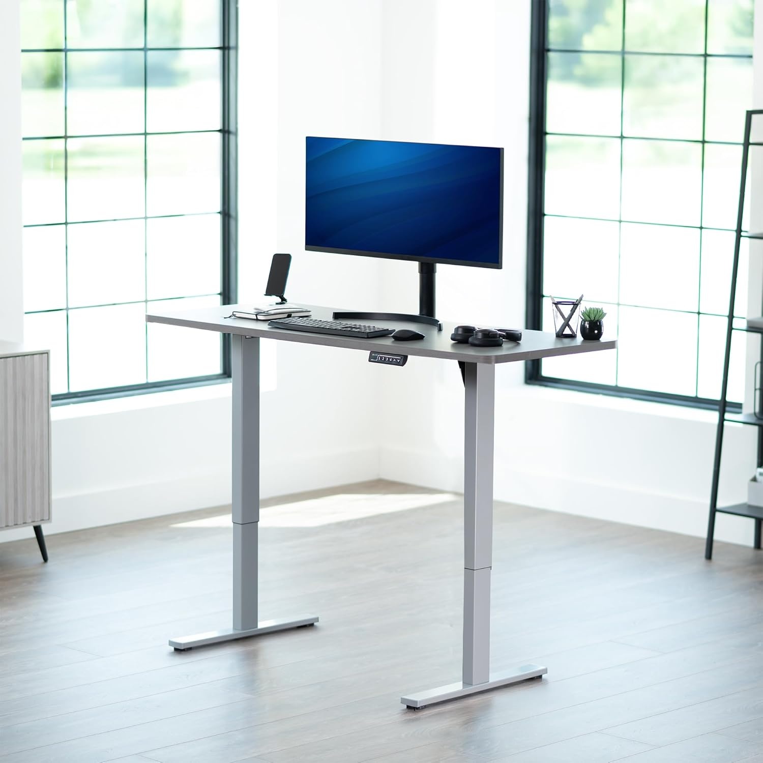 image:imageVIVO Electric 71 x 36 in Standing Desk Memory Height Adjustment 1B Series Holds 220 lbs Black Top Black Frame DESKKIT1B7B36Dark Gray Top Gray Frame