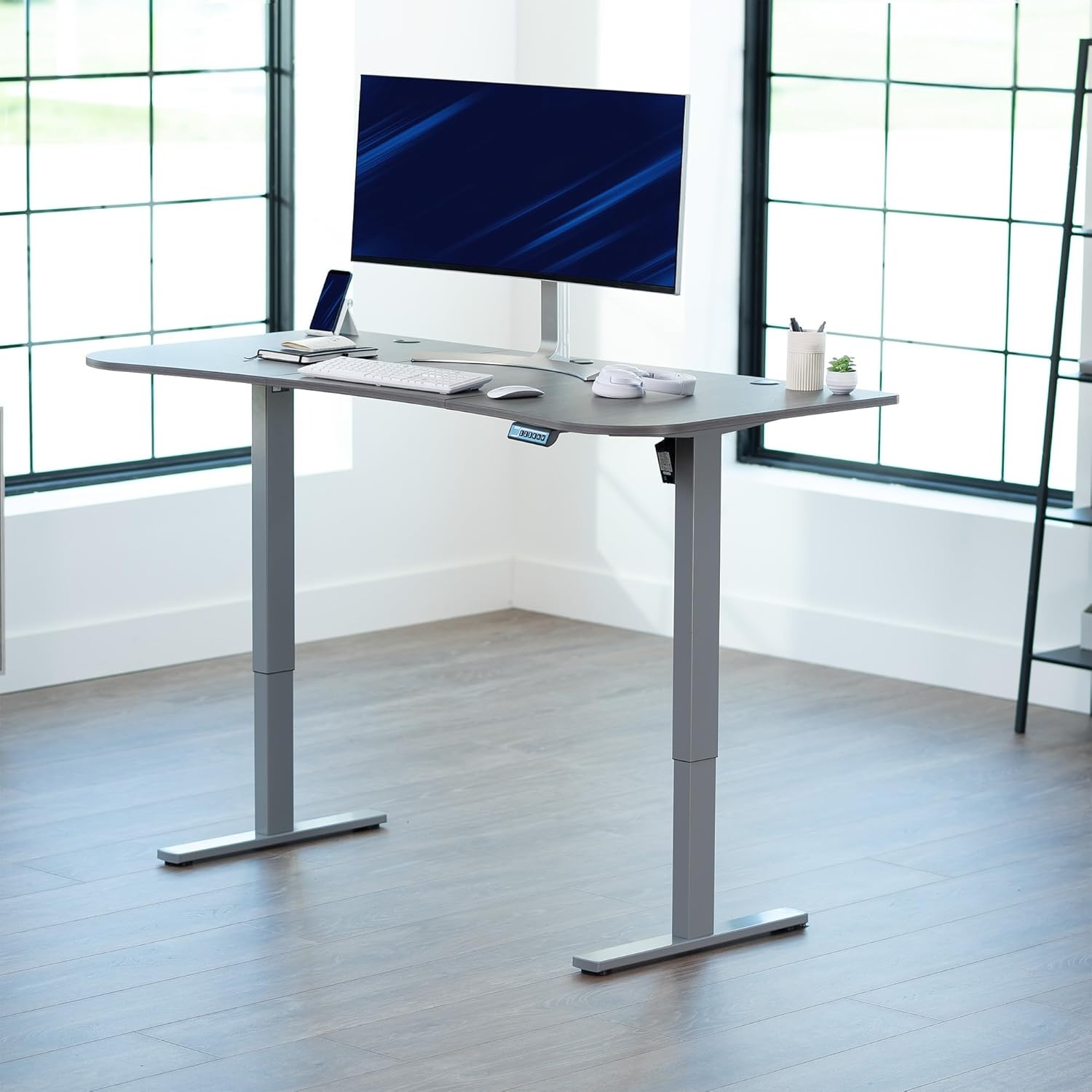 image:imageVIVO Electric 71 x 36 in Standing Desk Memory Height Adjustment 1B Series Holds 220 lbs Black Top Black Frame DESKKIT1B7B36Dark Gray Top Gray Frame