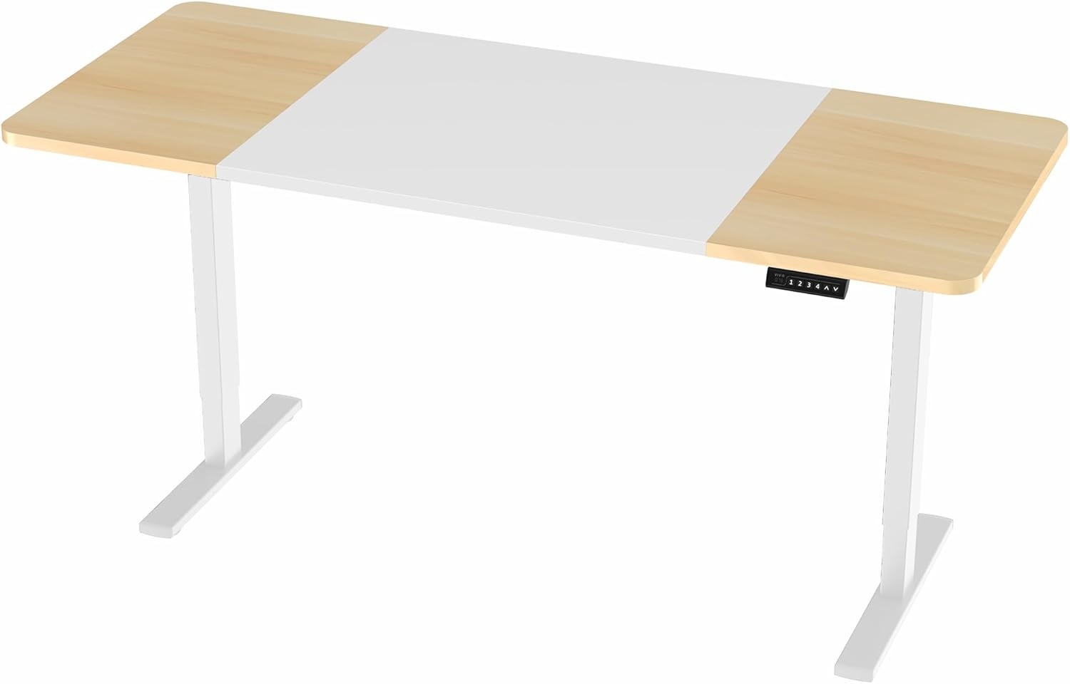 image:imageVIVO Electric 71 x 36 in Standing Desk Memory Height Adjustment 1B Series Holds 220 lbs Black Top Black Frame DESKKIT1B7B36Light Wood White Top White Frame