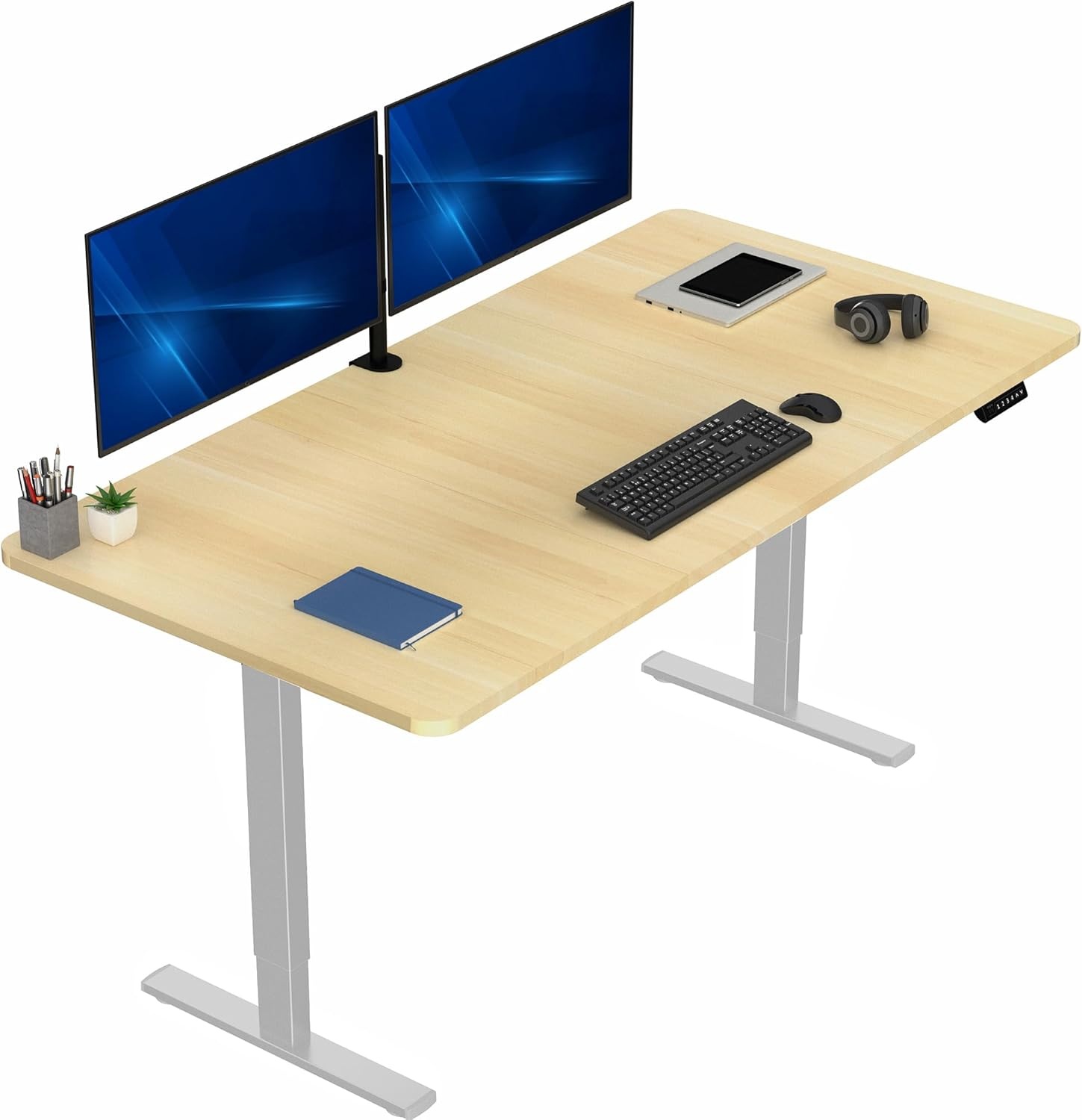 image:imageVIVO Electric 71 x 36 in Standing Desk Memory Height Adjustment 1B Series Holds 220 lbs Black Top Black Frame DESKKIT1B7B36Light Wood Top Gray Frame