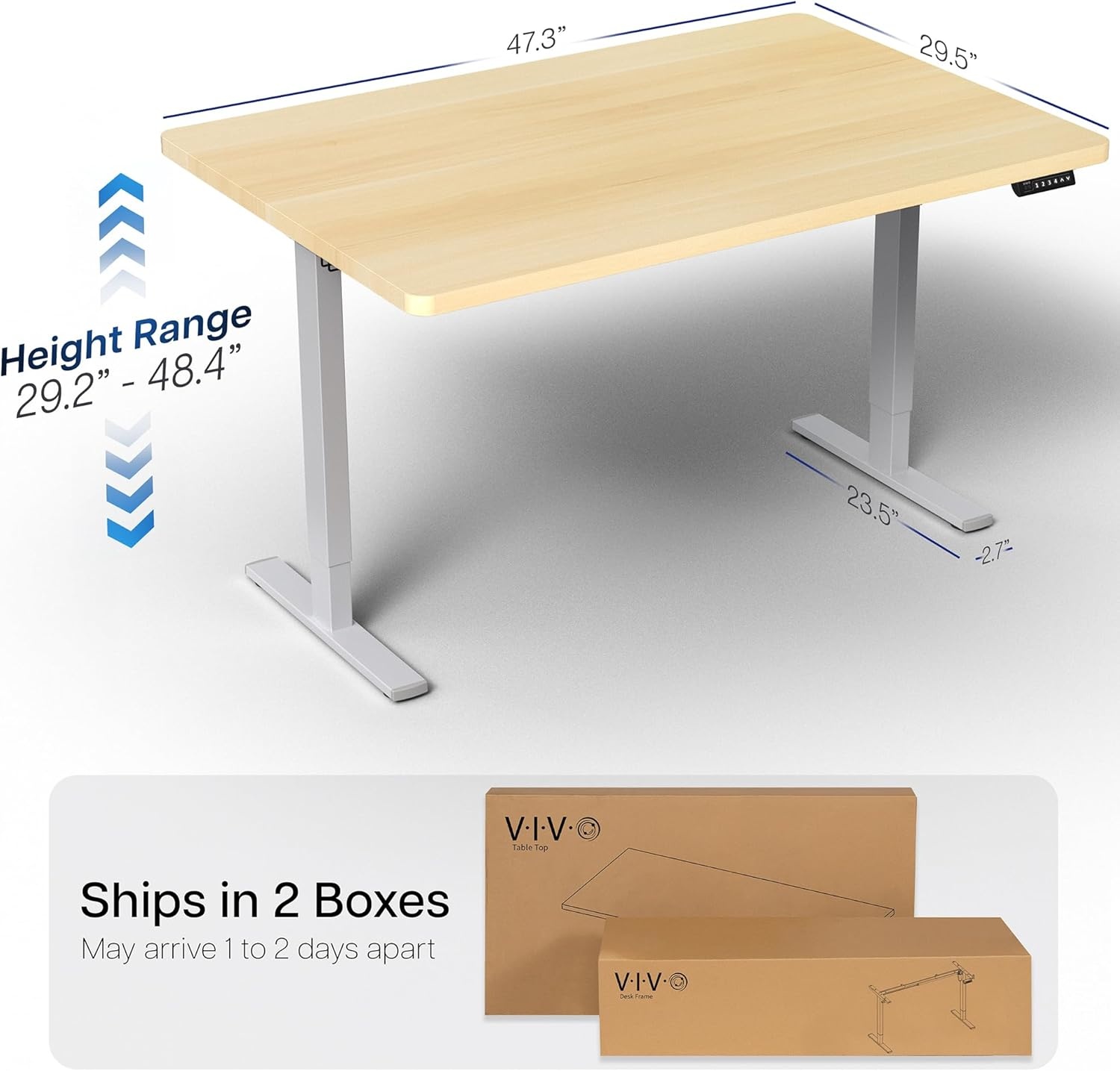 image:imageVIVO Electric 71 x 36 in Standing Desk Memory Height Adjustment 1B Series Holds 220 lbs Black Top Black Frame DESKKIT1B7B36Light Wood Top Gray Frame