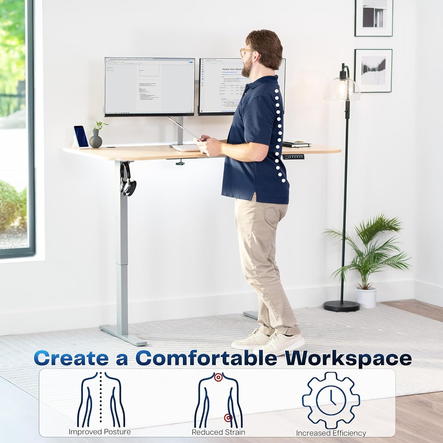 image:imageVIVO Electric 71 x 36 in Standing Desk Memory Height Adjustment 1B Series Holds 220 lbs Black Top Black Frame DESKKIT1B7B36Light Wood Top Gray Frame