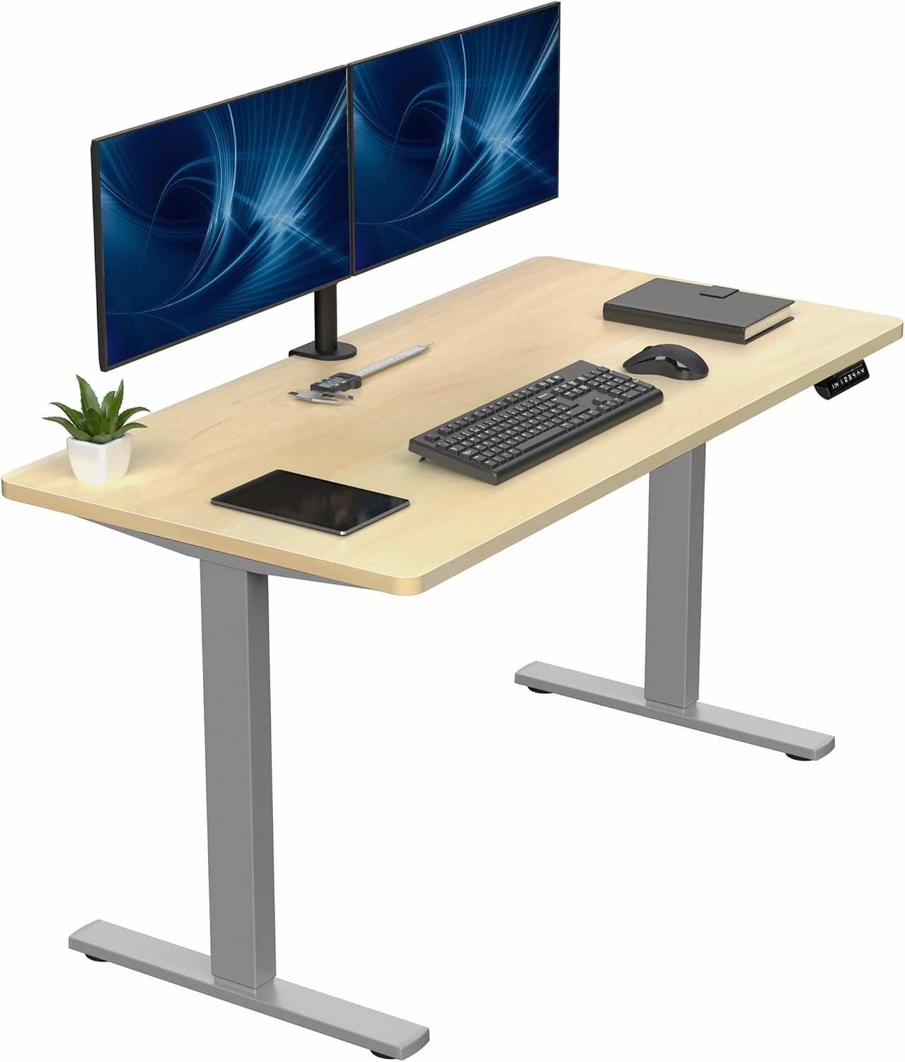 image:imageVIVO Electric 71 x 36 in Standing Desk Memory Height Adjustment 1B Series Holds 220 lbs Black Top Black Frame DESKKIT1B7B36Light Wood Top Gray Frame